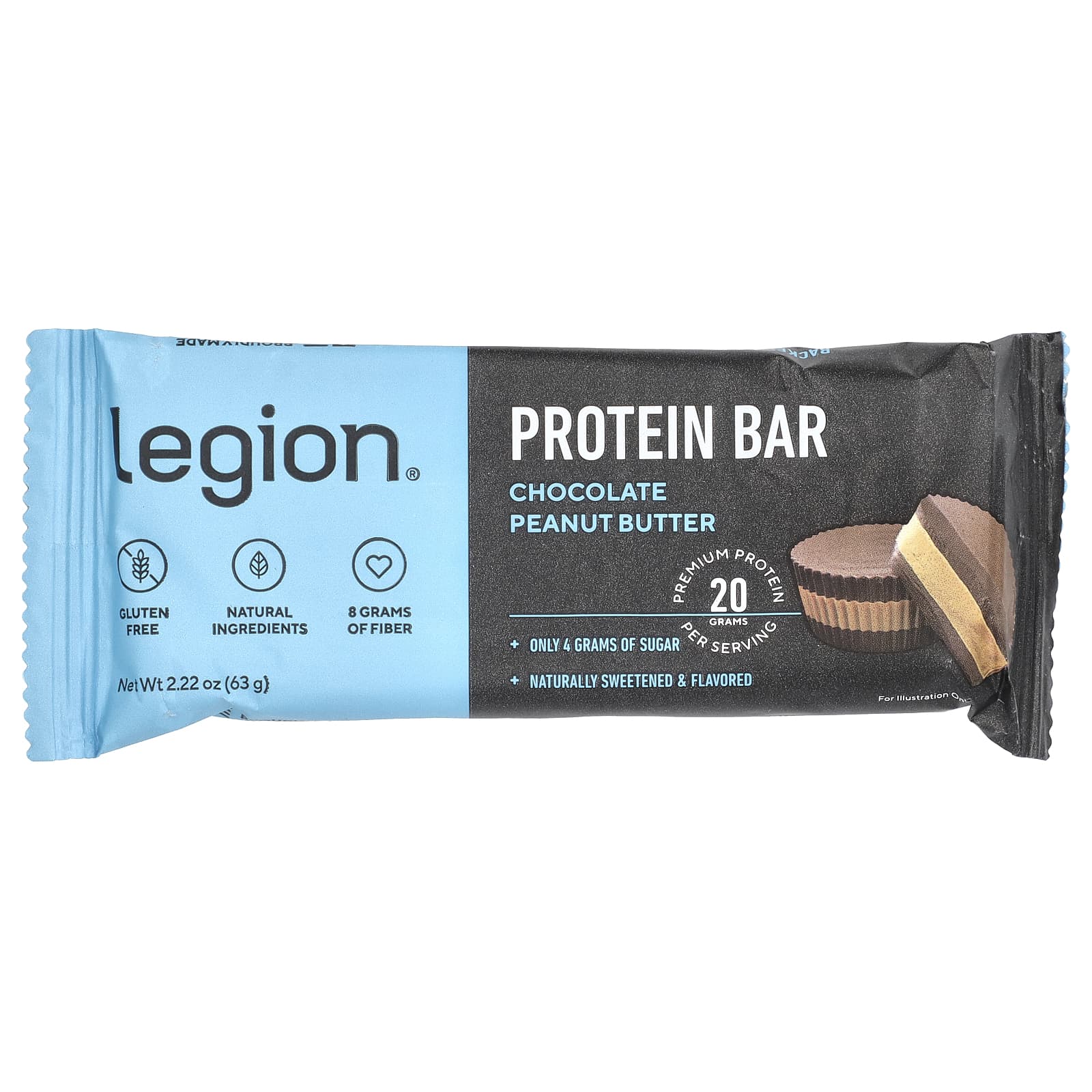 Legion Athletics, Protein Bar, шоколадно-арахисовая паста, 12 батончиков, 63 г (2,22 унции)