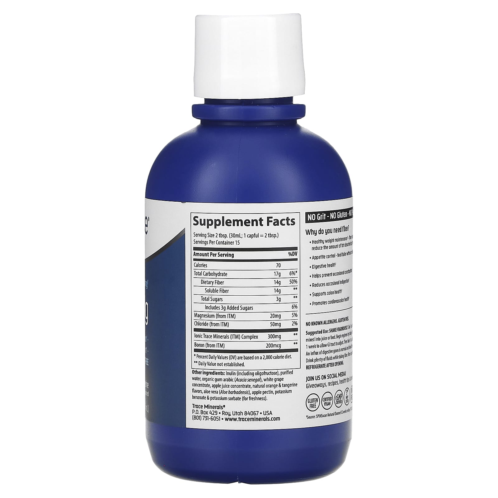 Trace Minerals ®, Клетчатка, апельсин и мандарин, 14 г, 444 мл (15 жидк. Унций)