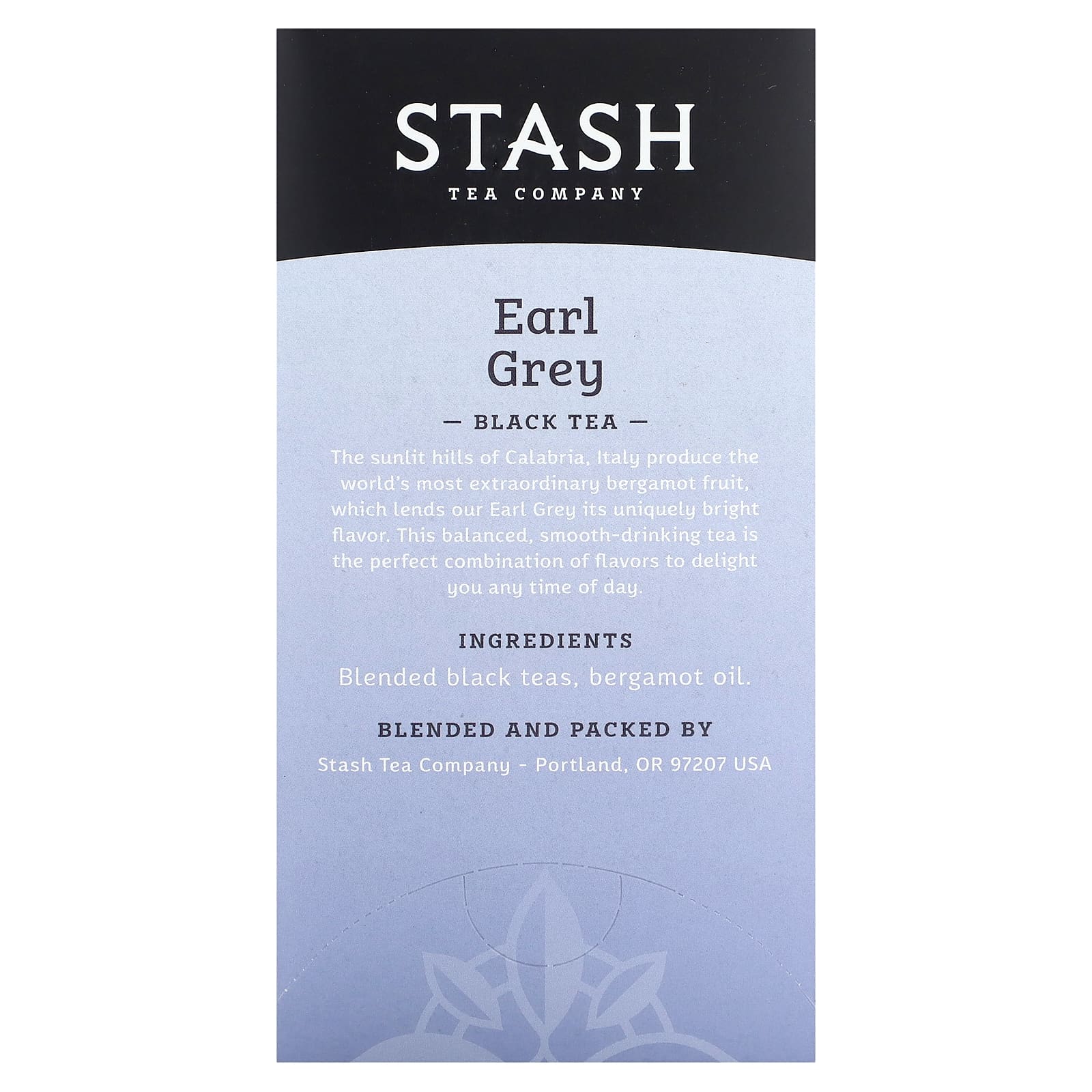 Stash Tea, Черный чай, Earl Grey, 20 чайных пакетиков, 38 г (1,3 унции)