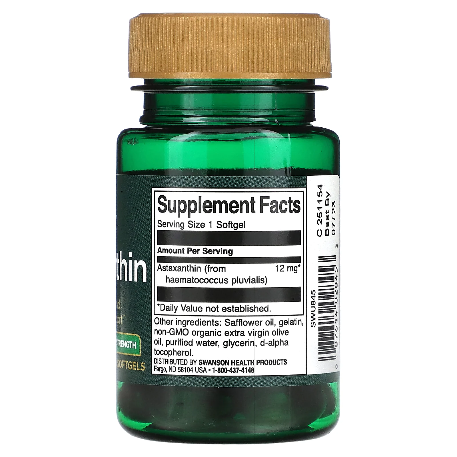Swanson, Астаксантин, максимальная эффективность, 12 мг, 30 мягких таблеток