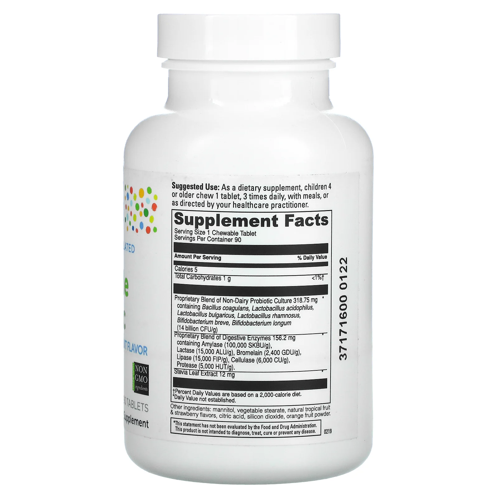 Little DaVinci, жевательные пробиотики для детей, натуральный вкус тропических фруктов, 90 таблеток