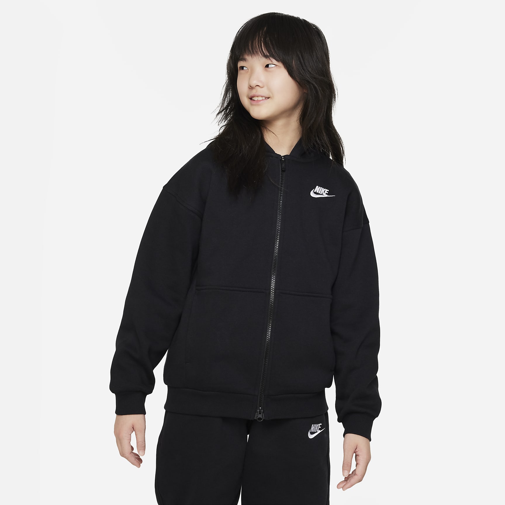 Nike Sportswear Club Fleece Big Kids' Oversized Full-Zip Hoodie