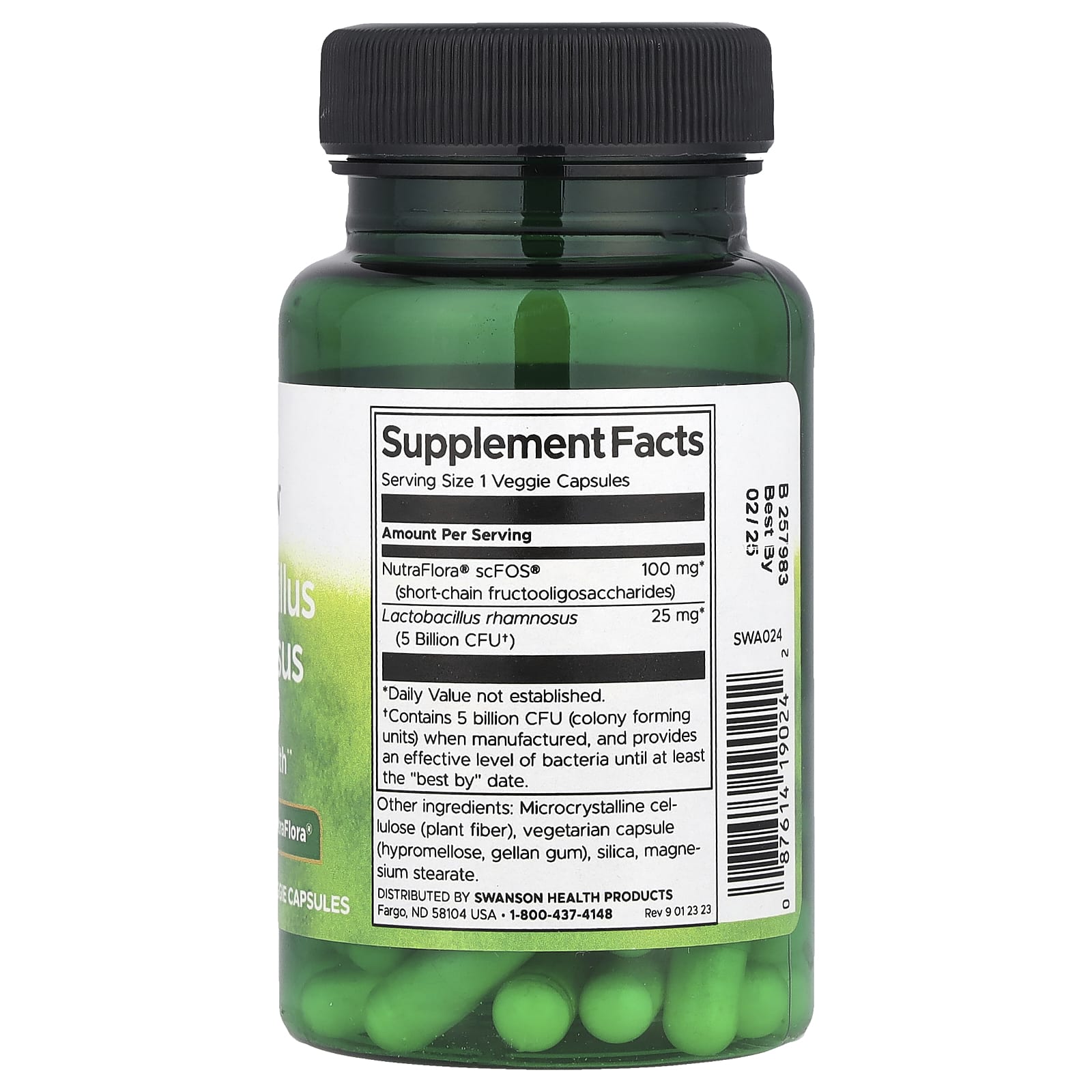 Swanson, Лактобактерии рамнозус с ФОС, 5 млрд КОЕ, 60 растительных капсул для эмбо