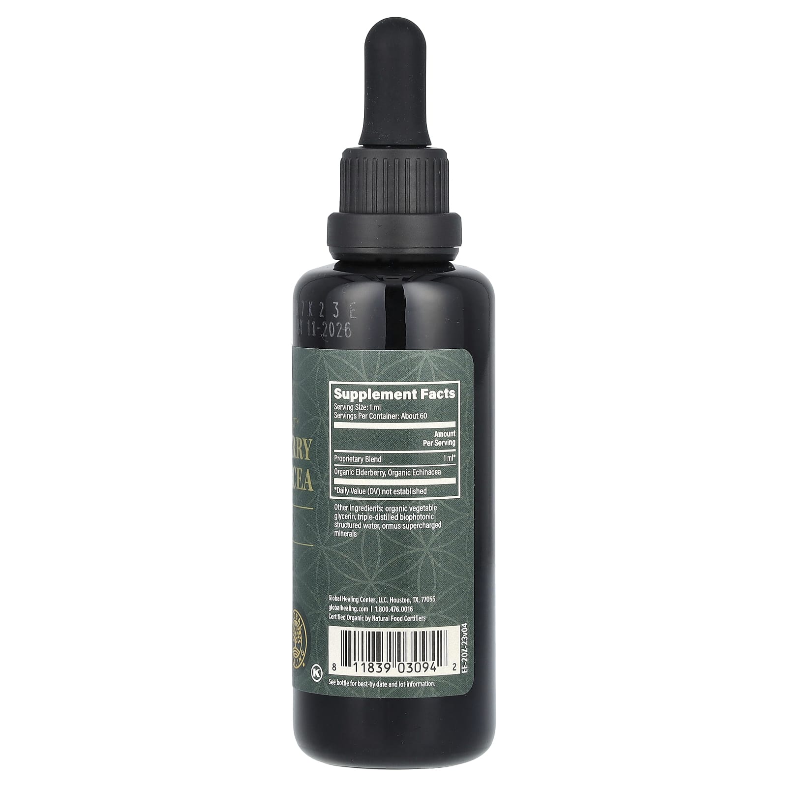 Global Healing, необработанный травяной экстракт, бузина и эхинацея, 59,2 мл (2 жидк. унции)
