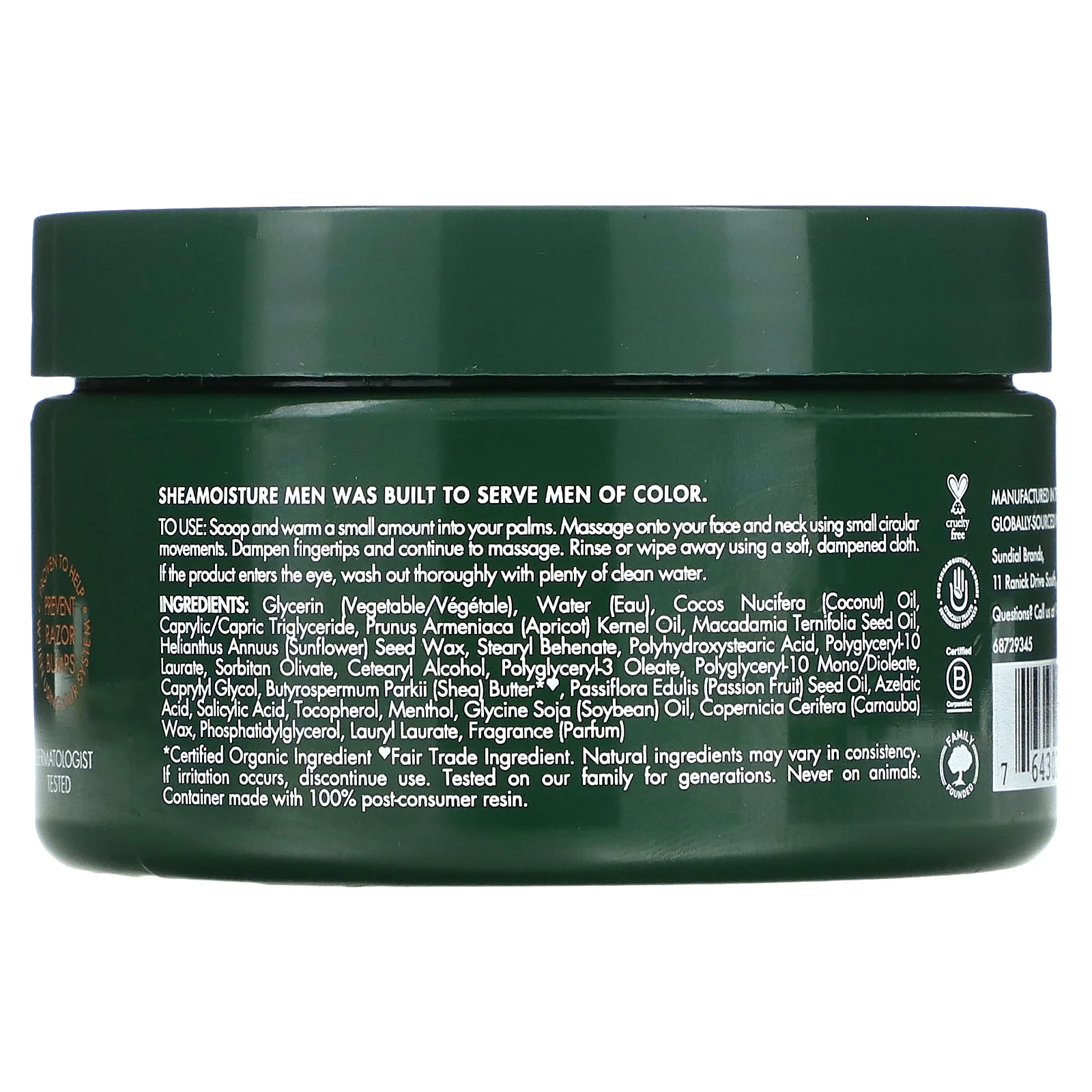 SheaMoisture, Для мужчин, ежедневный увлажняющий очищающий бальзам, 96 г (3,4 унции)