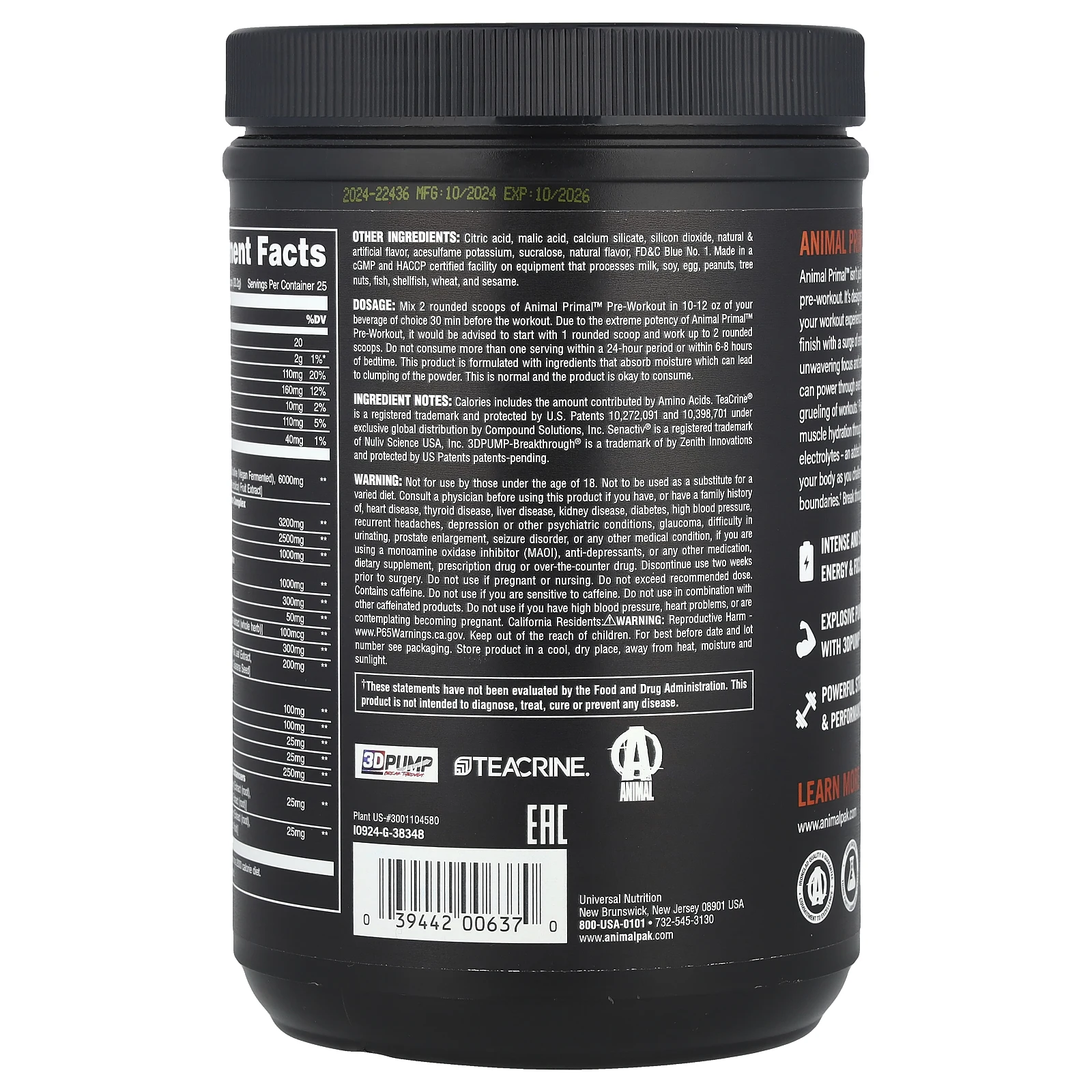 Animal, Pre Workout Primal ™, порошок, Candy Crush'd, 505 г (1,11 фунта)