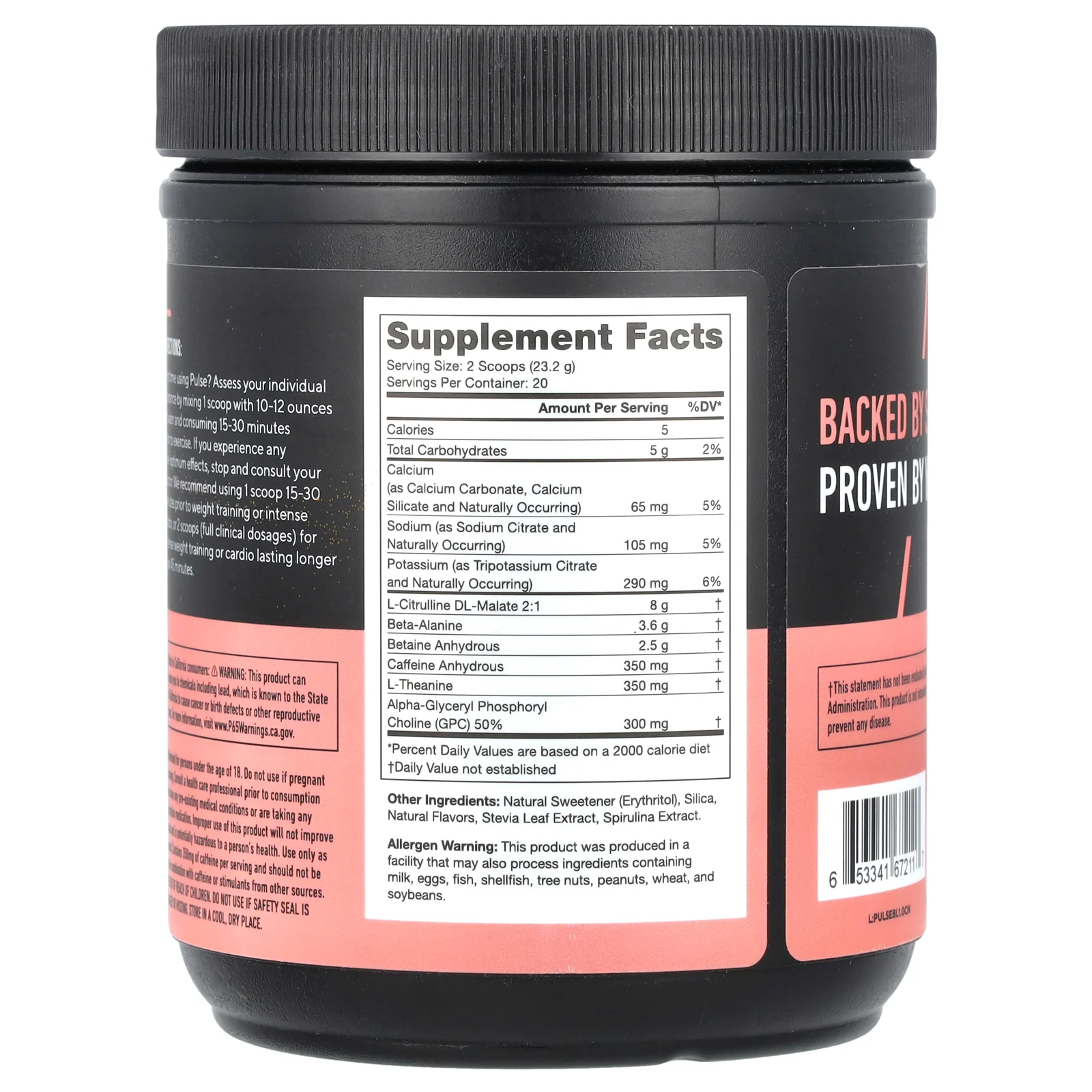 Legion Athletics, Pulse, предтренировочный напиток, черничный лимонад, 464 г (1,02 фунта)