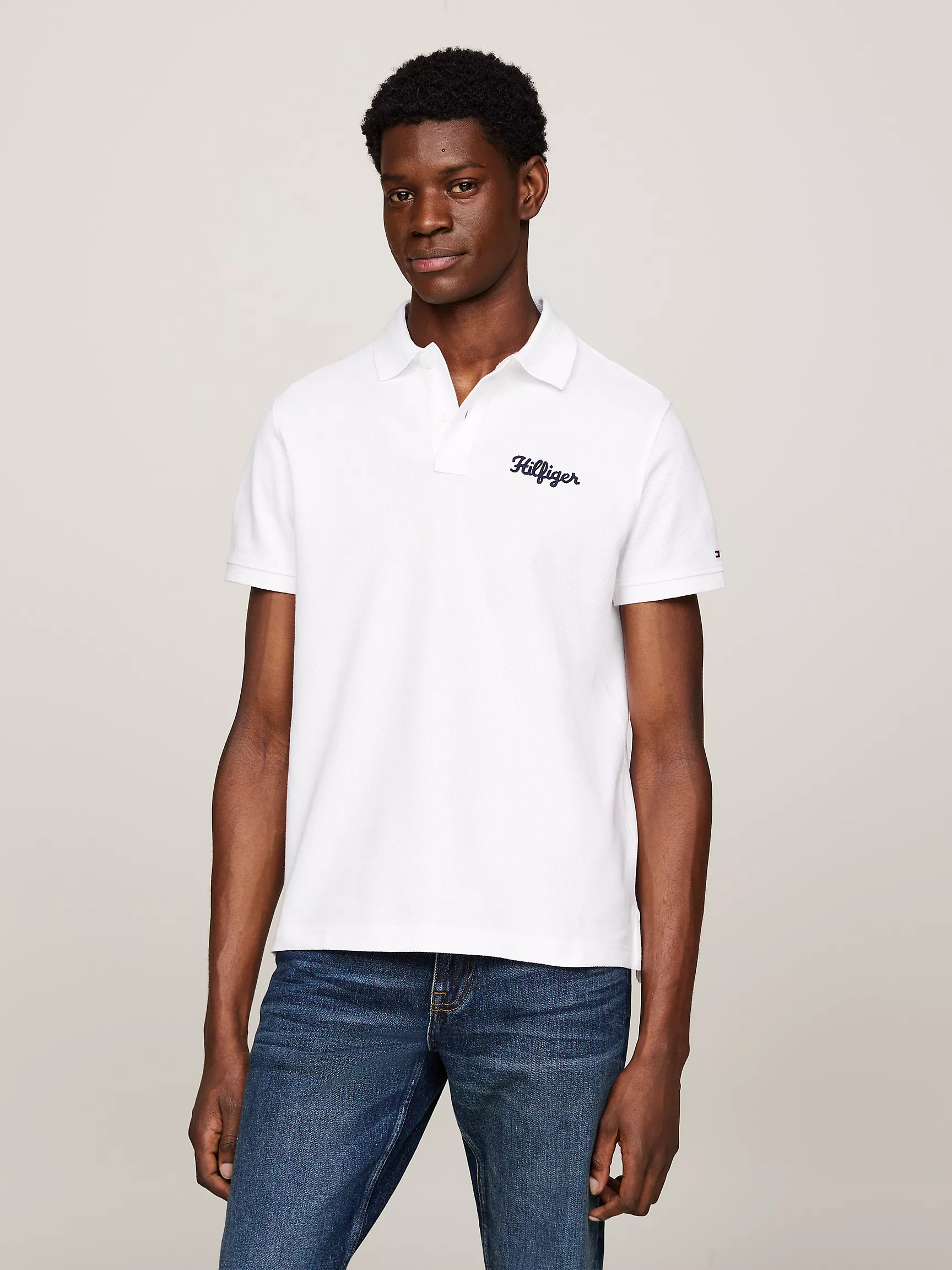 Мужское поло Tommy Hilfiger, Поло стандартного кроя с вышитым логотипом Hilfiger