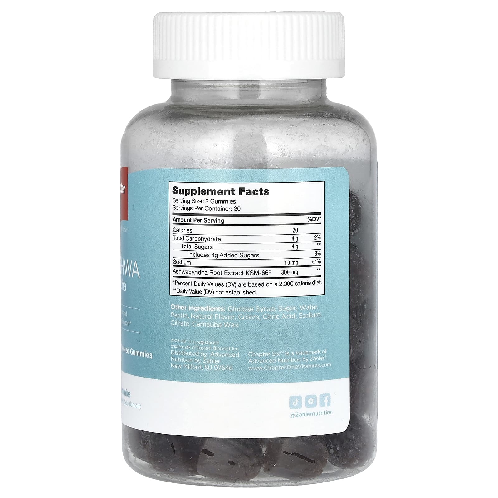 Chapter Six, жевательные мармеладки с ашвагандой, со вкусом вишни, 60 жевательных конфет