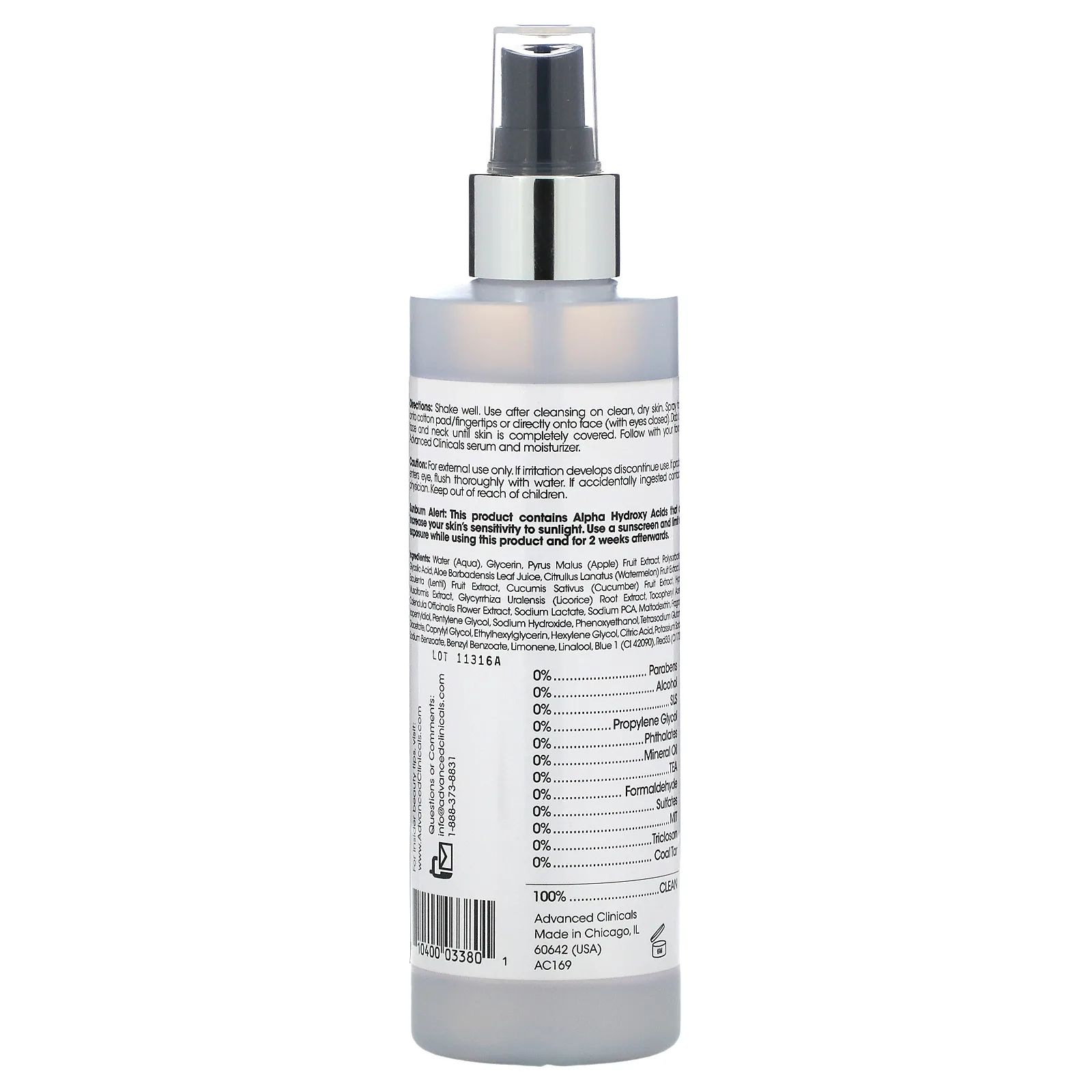 Advanced Clinicals, Тоник с гликолевой кислотой, обновление и сияние, 237 мл (8 жидк. Унций)