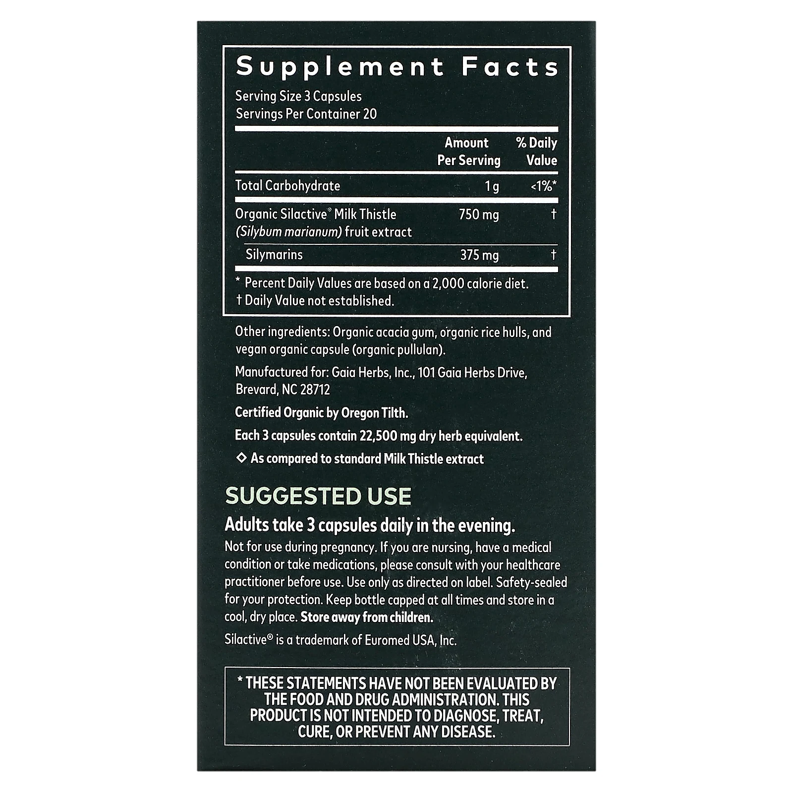 Gaia Herbs, расторопша, 60 веганских капсул