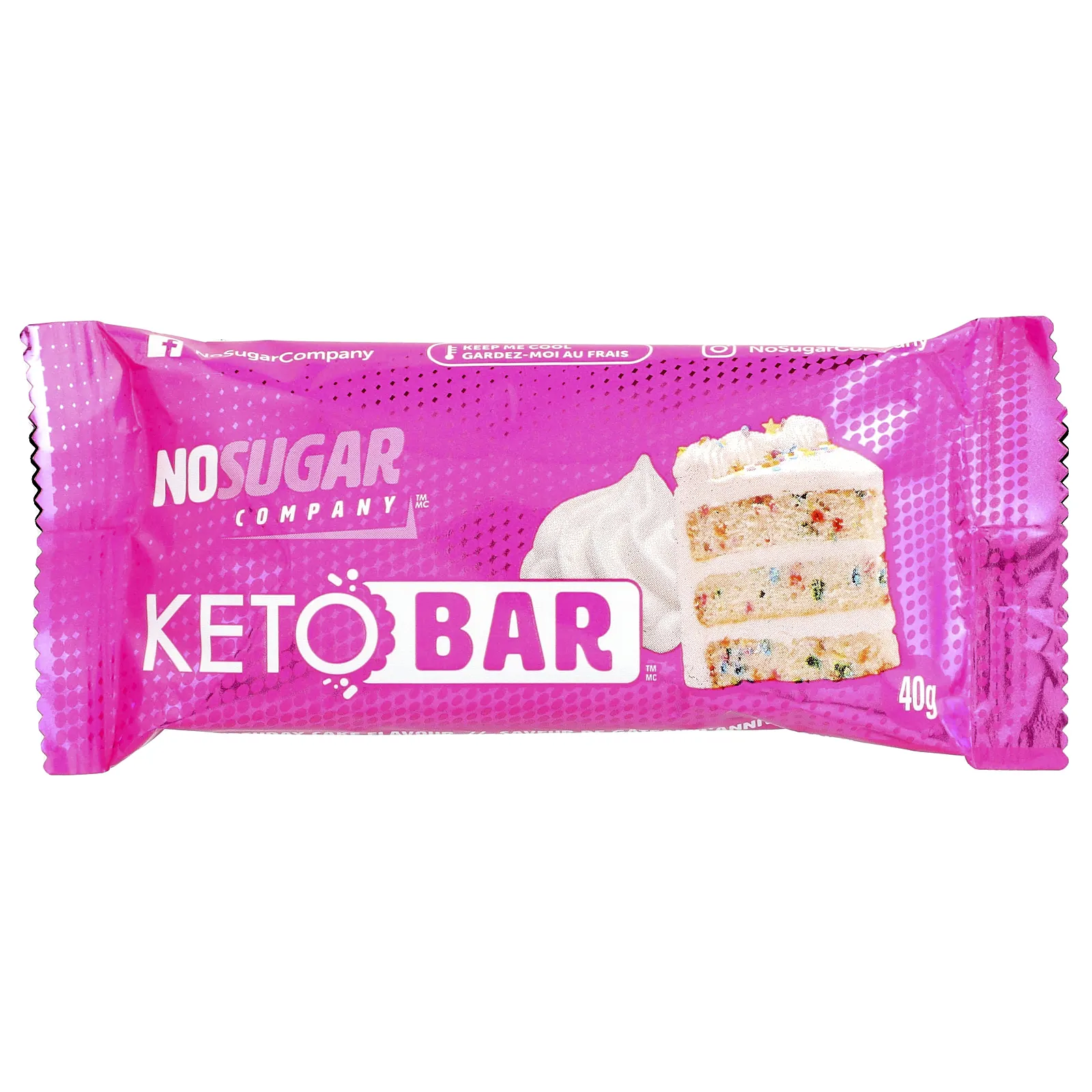 No Sugar Company, Keto Bar ™, праздничный торт, 12 батончиков, по 40 г