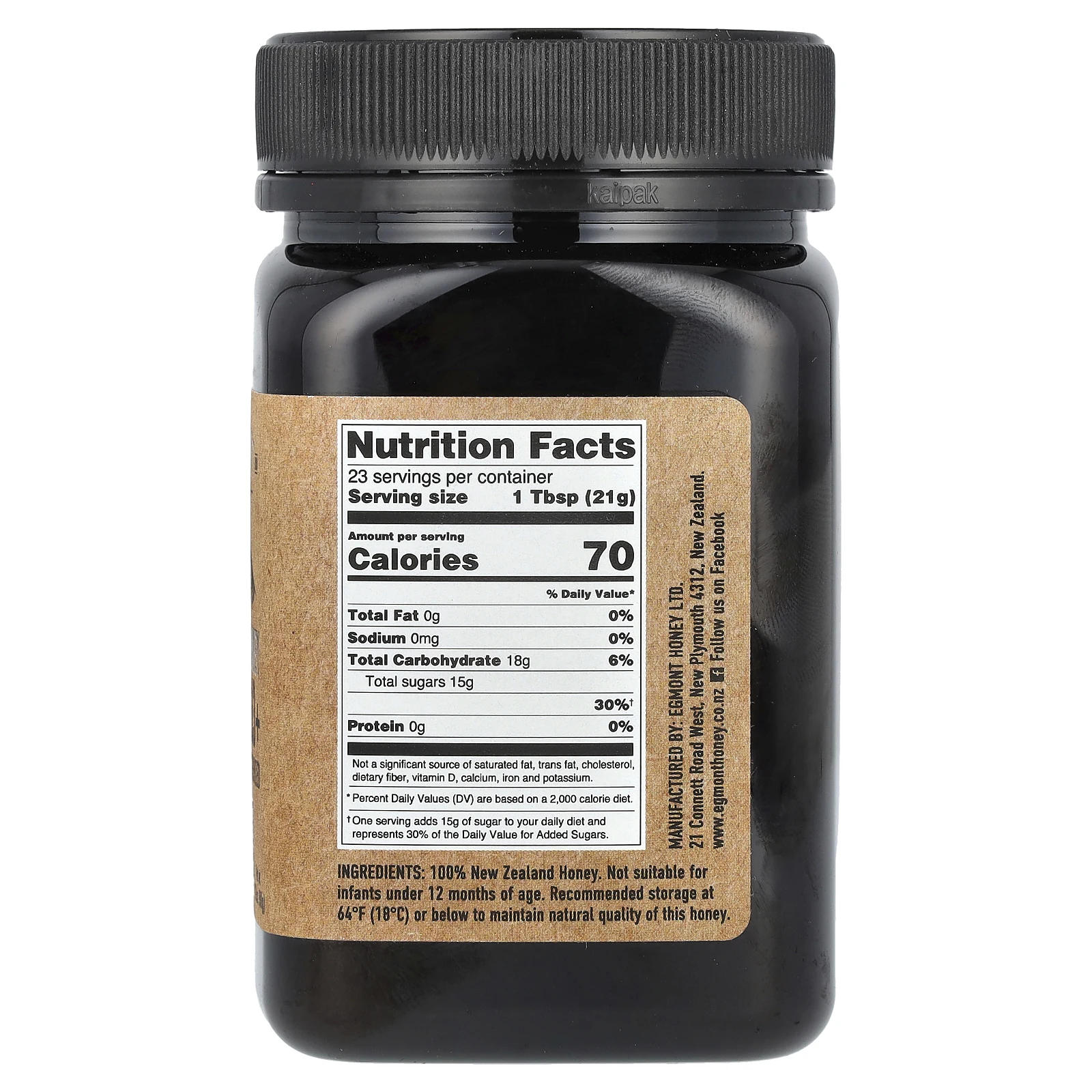 Egmont Honey, Мед манука, необработанный и непастеризованный, MGO 263+, 500 г (17,6 унции)