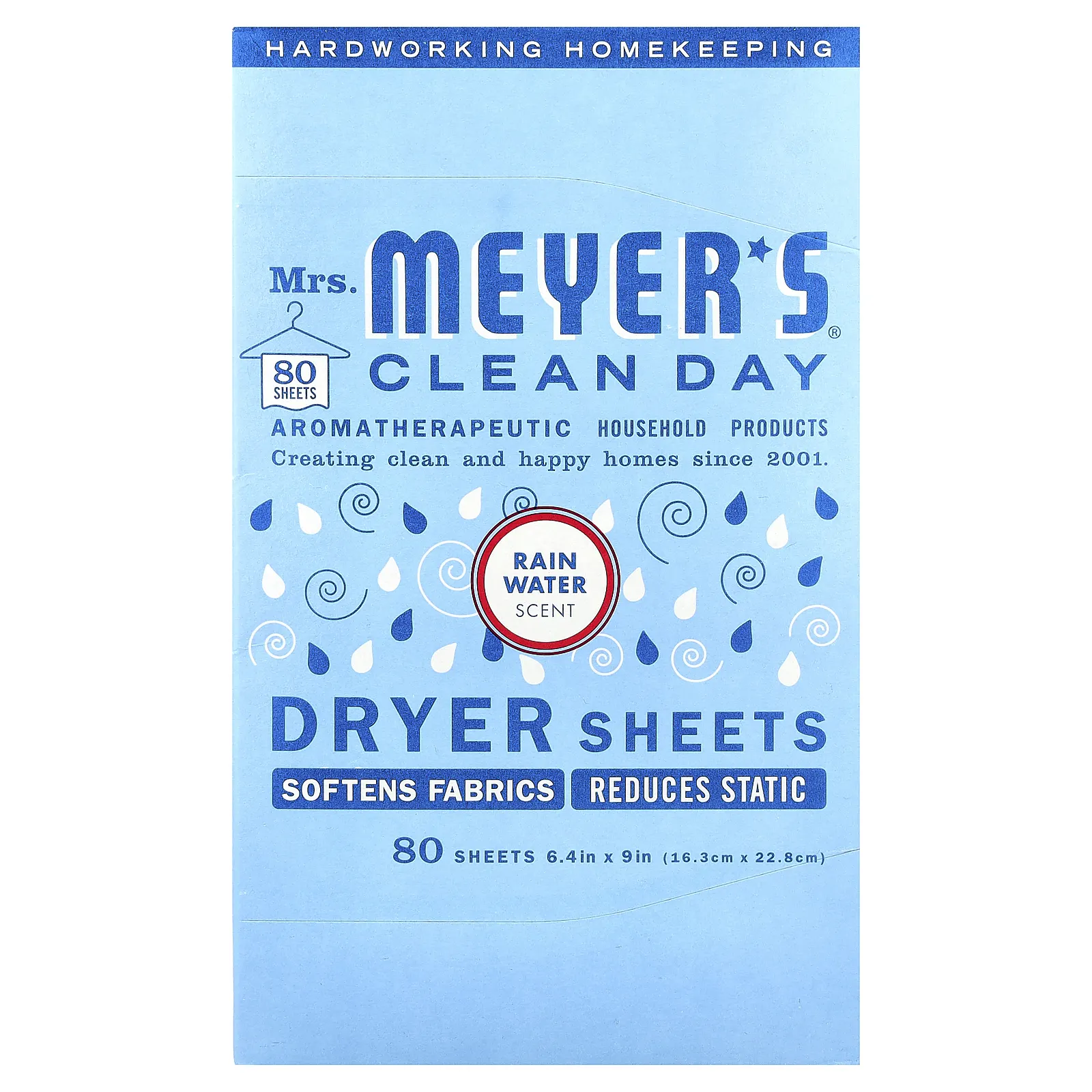 Mrs. Meyers Clean Day, Простыни для сушки, дождевая вода`` 80 листов