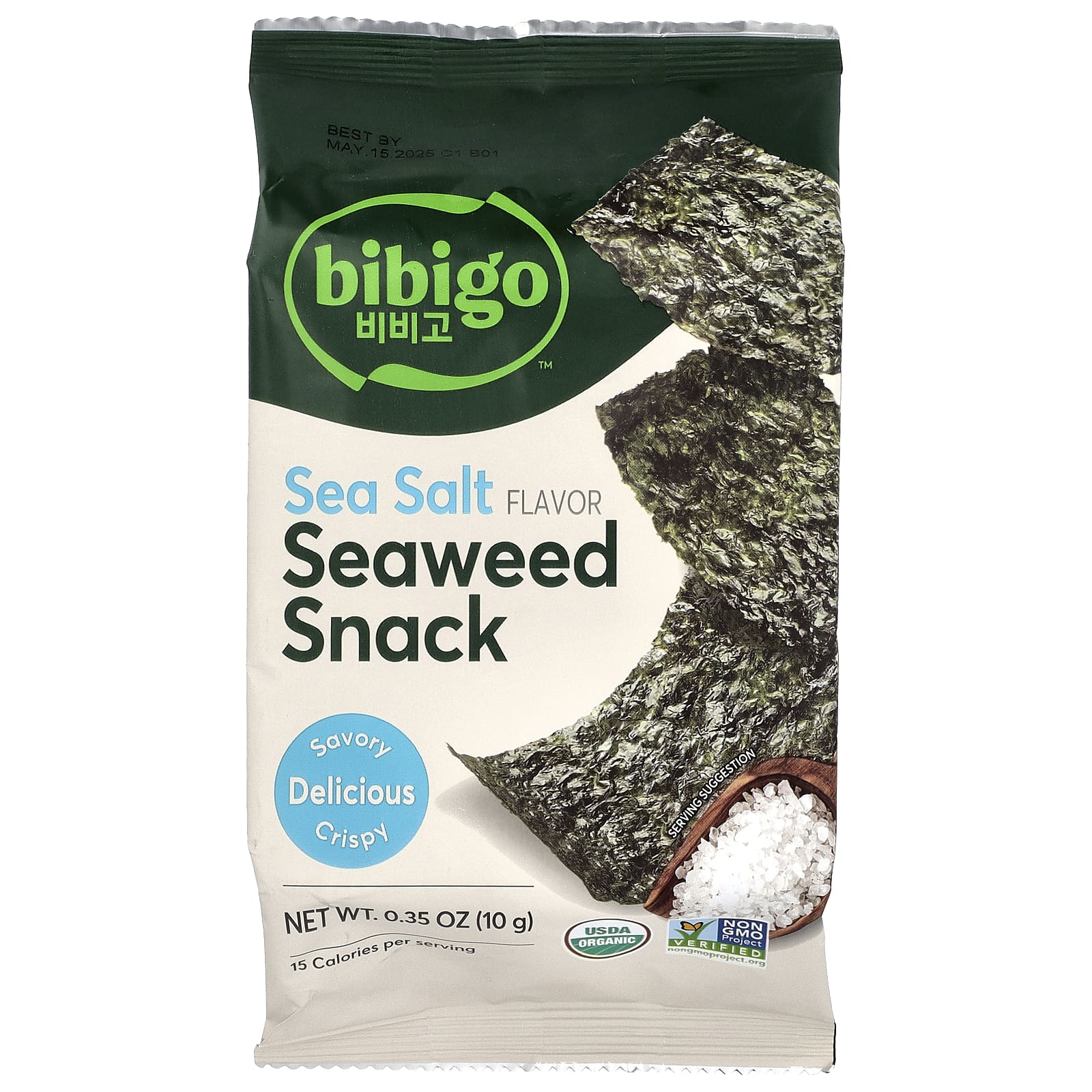 Bibigo, Seaweed Snack, морская соль, 10 г (0,35 унции)