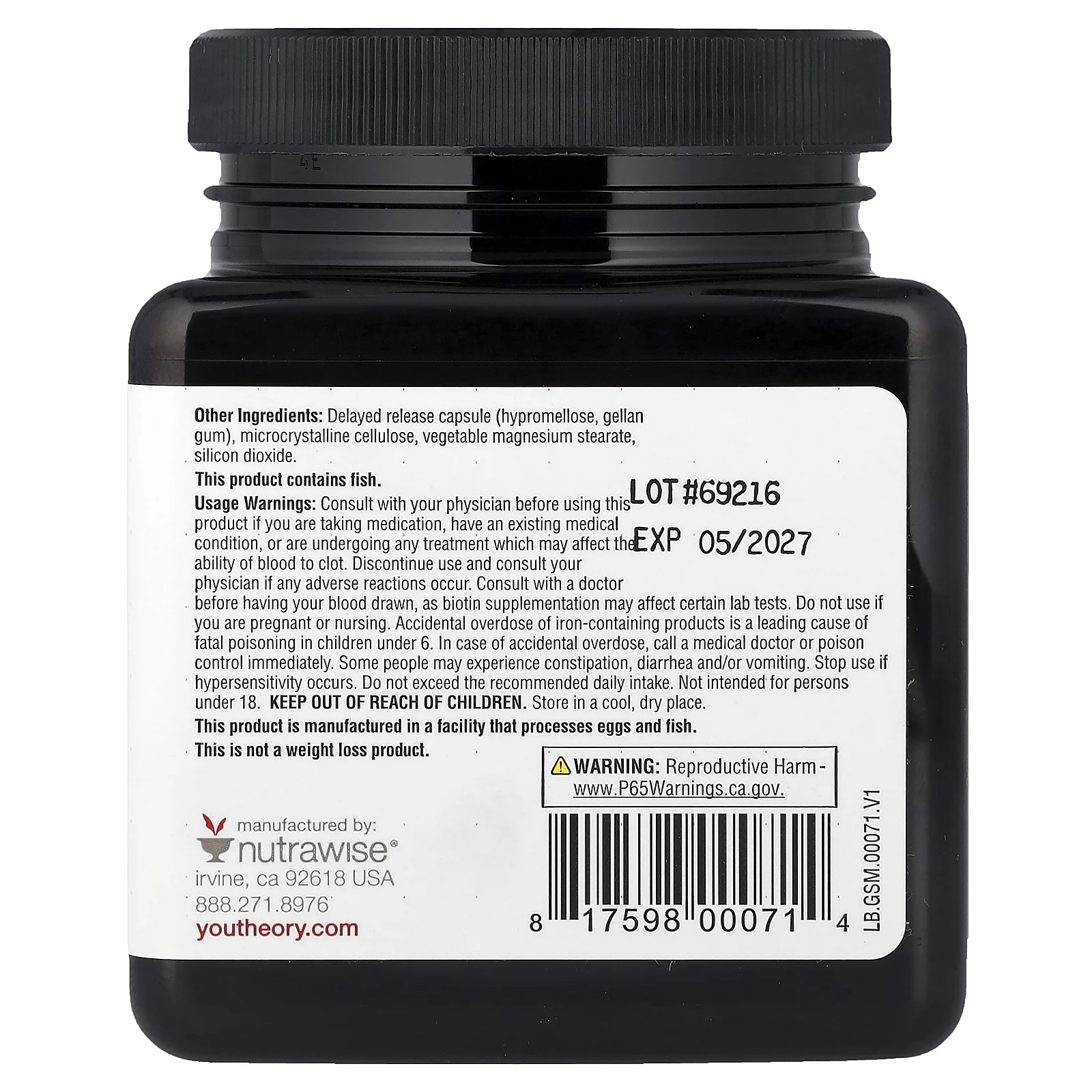 Youtheory, Multi, добавка для поддержки уровня GLP-1, 90 капсул