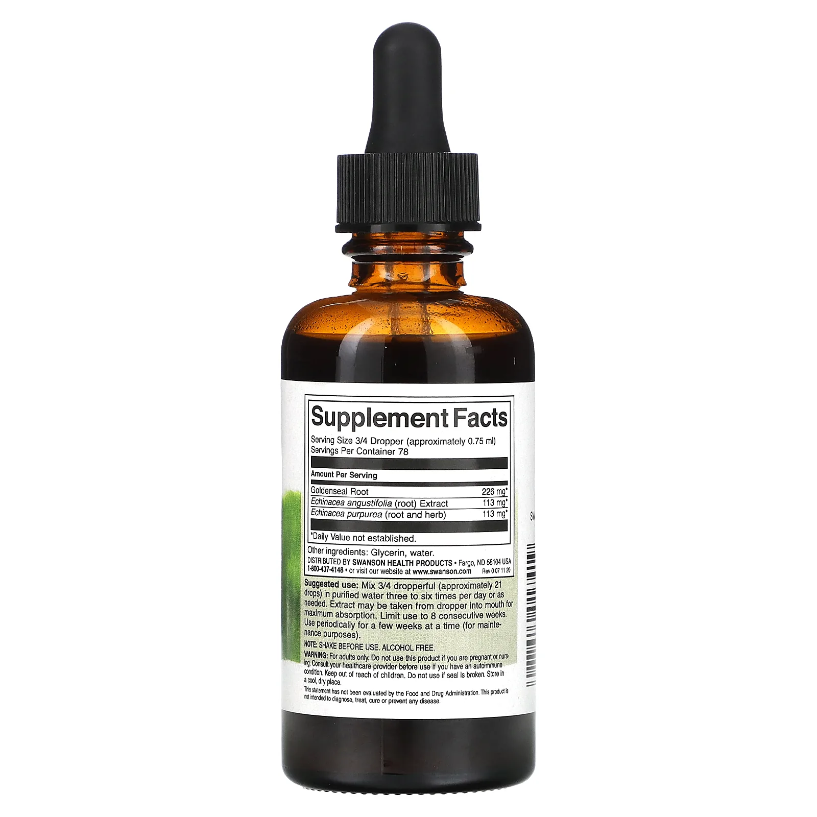 Swanson, Жидкий экстракт эхинацеи и желтокорня, 59 мл (2 жидк. Унции)