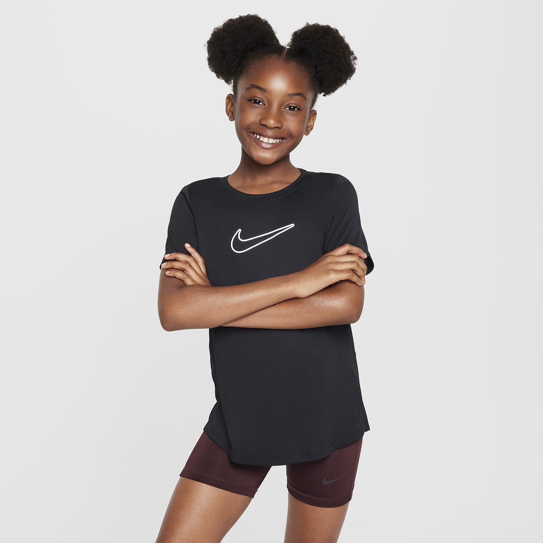 Nike One Fitted Big Kids' (Girls') Dri-FIT Short-Sleeve Top