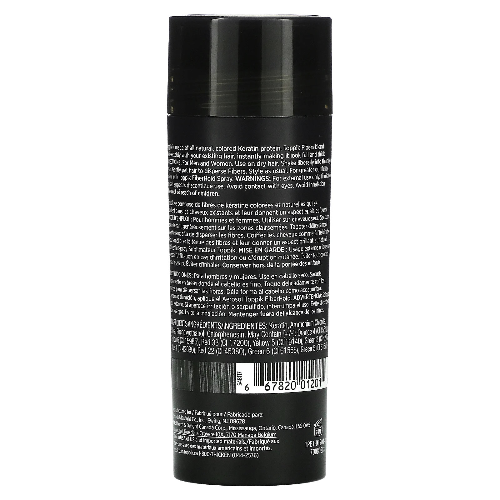 Toppik, Hair Building Fibers, загуститель для волос, оттенок черный, 27,5 г (0,97 унции)