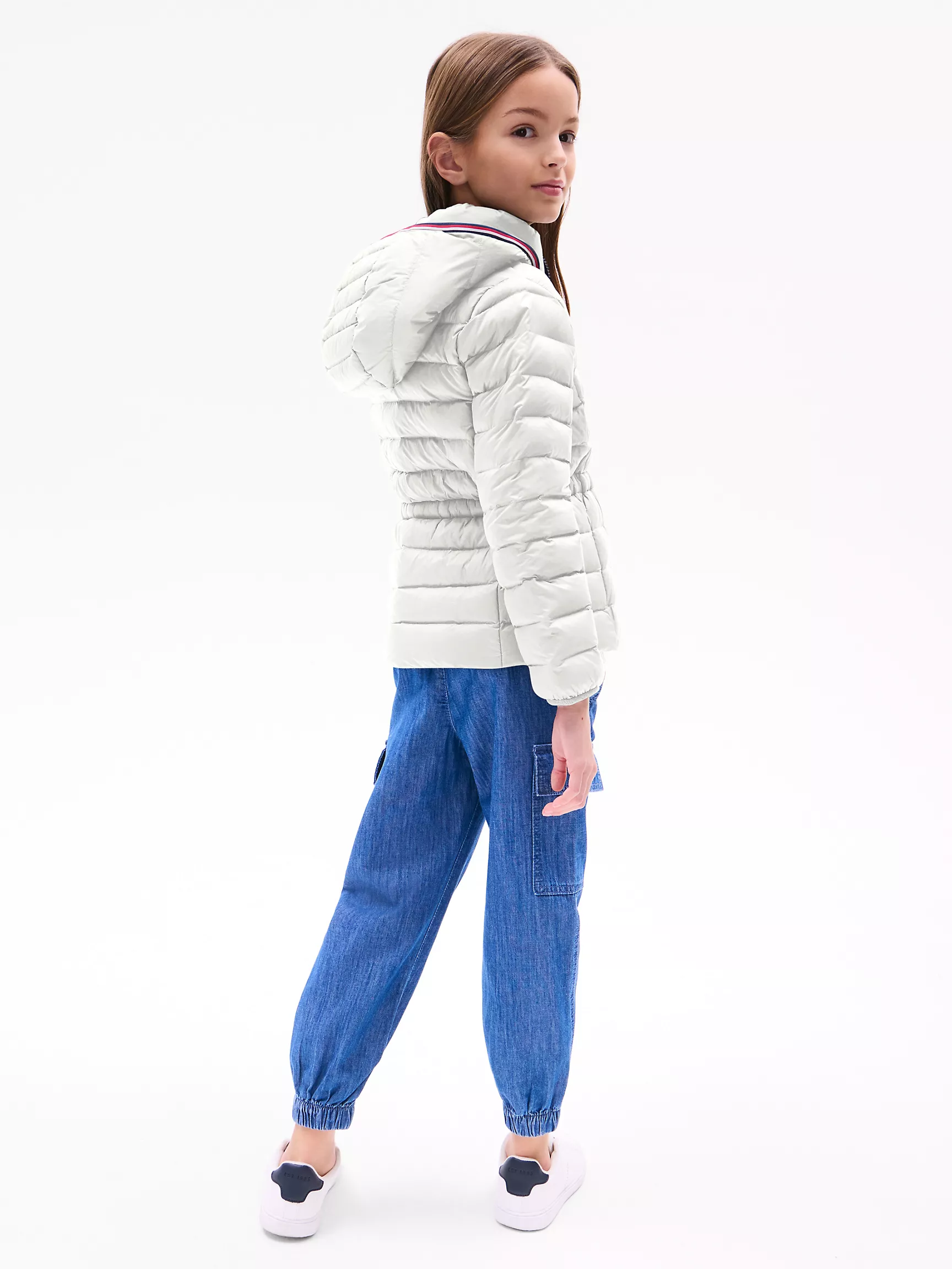 Куртка для девочки Tommy Hilfiger, Детский легкий пуховик с капюшоном
