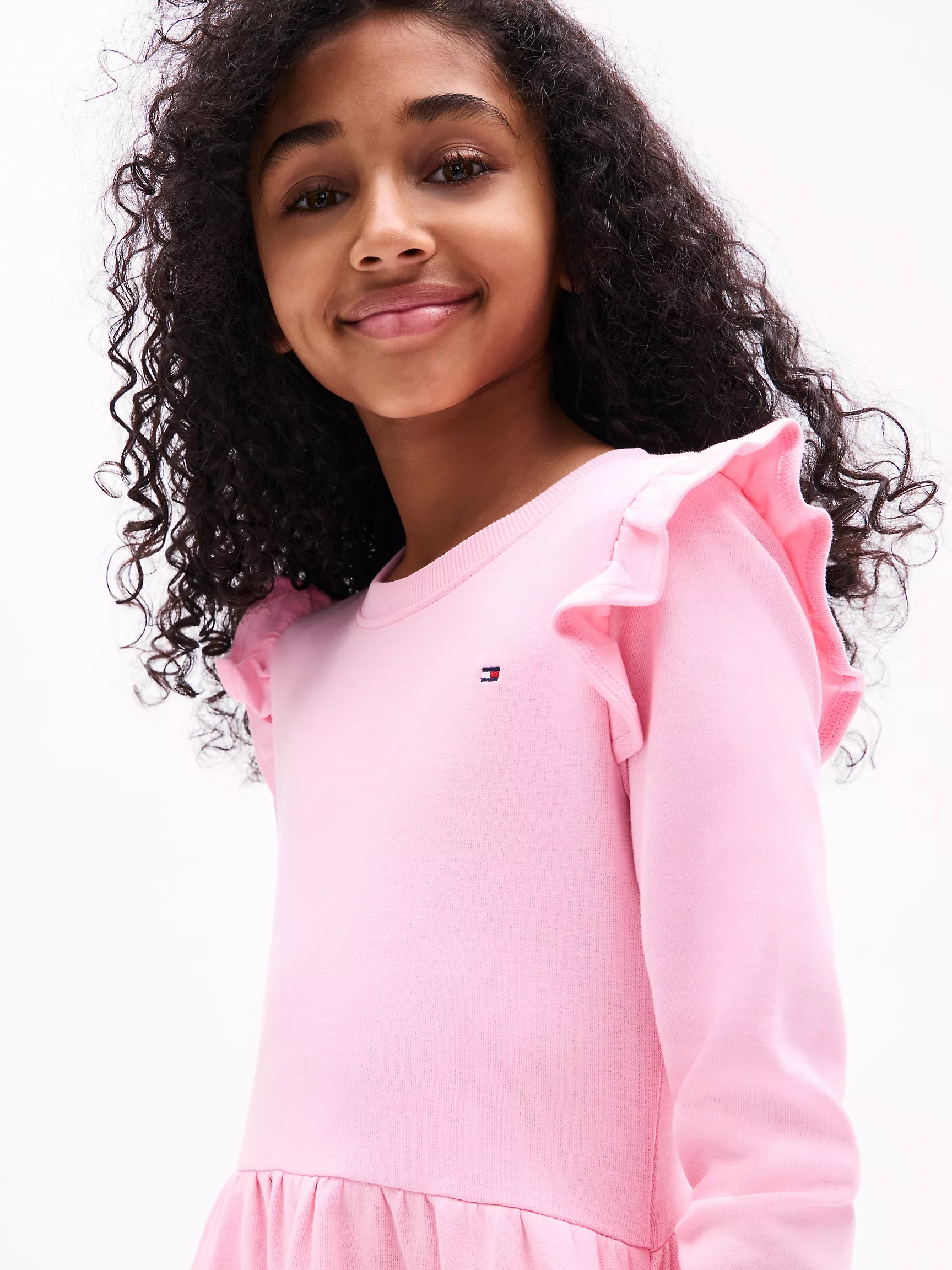 Платье для девочек Tommy Hilfiger, Детское платье Punto с длинным рукавом и рюшами