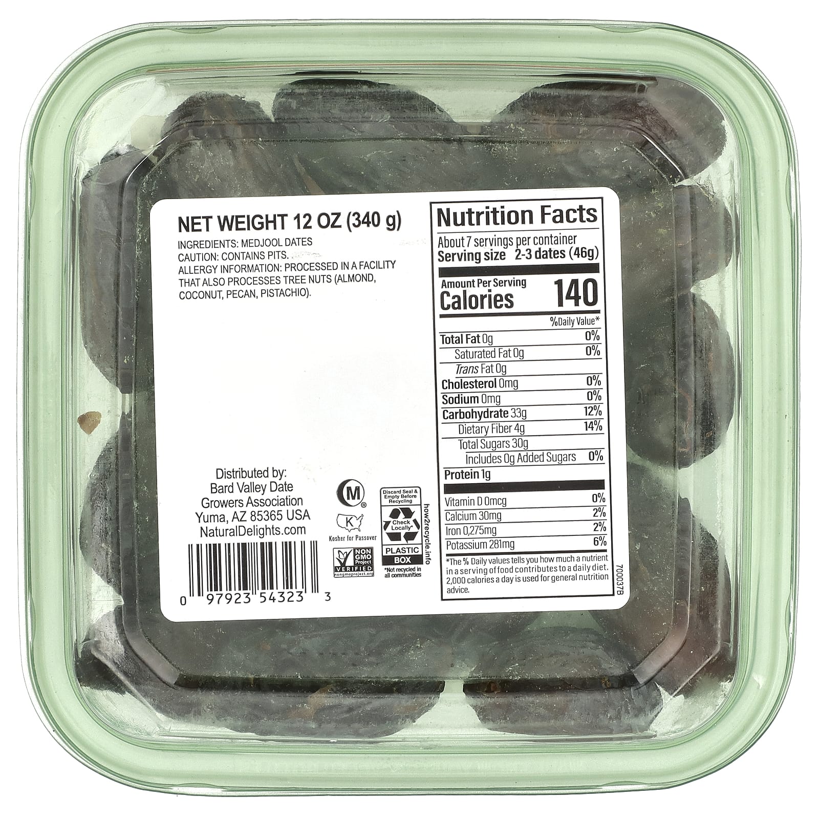 Natural Delights, Свежие финики Medjool, цельные, 340 г (12 унций)