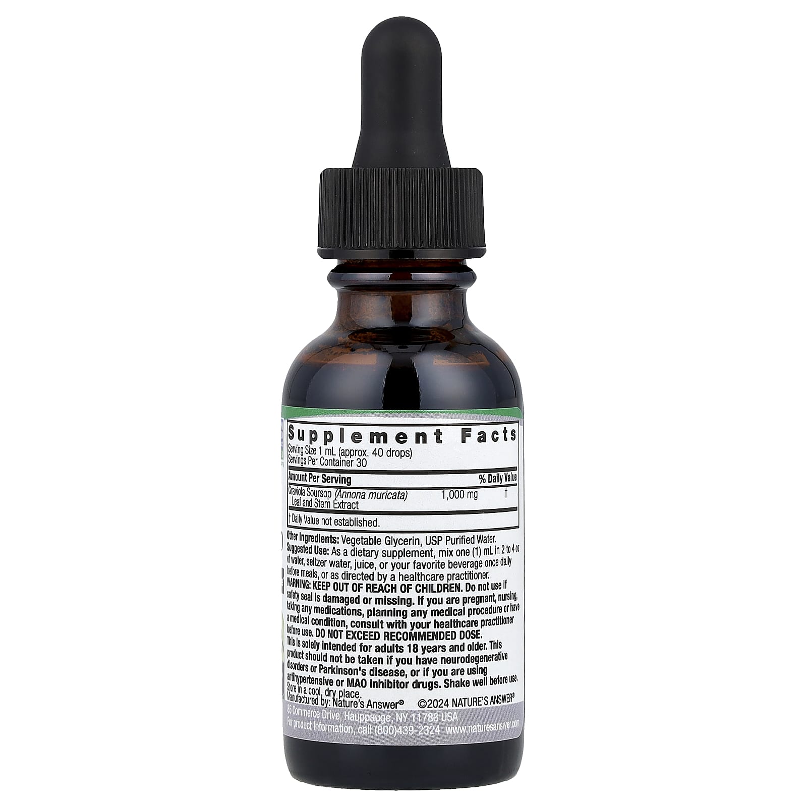 Nature's Answer, Graviola Soursop, 1000 мг, 30 мл (1 жидк. Унция)