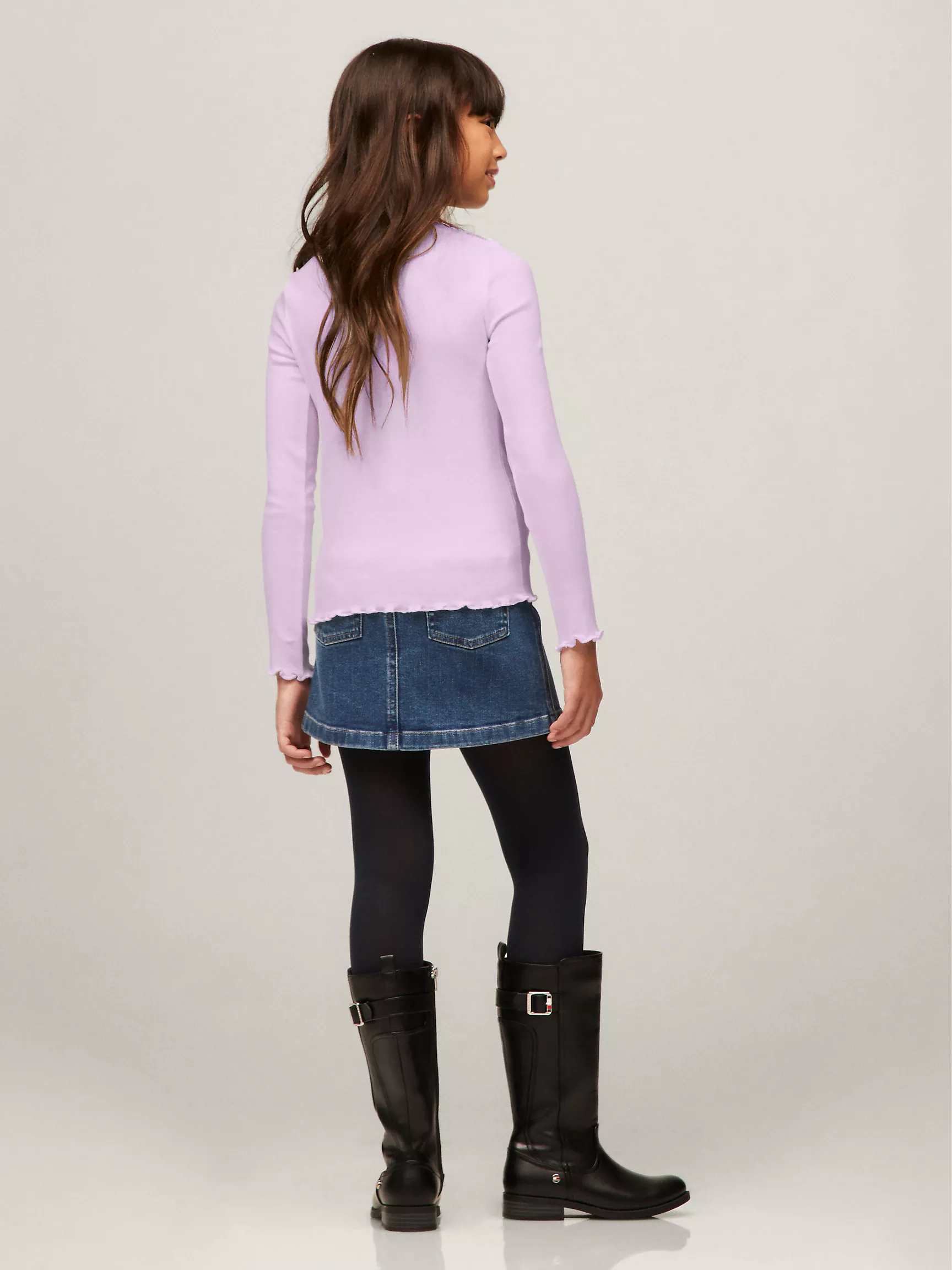 Топ для девочек Tommy Hilfiger, Детская футболка с длинным рукавом в рубчик