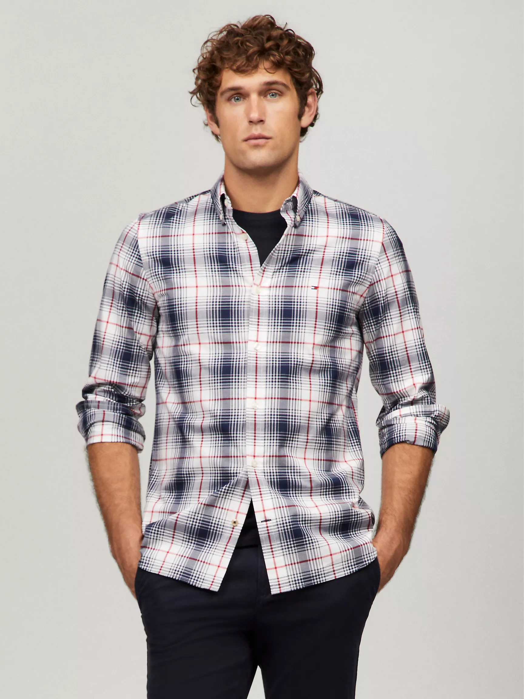 Мужская рубашка Tommy Hilfiger, Клетчатая рубашка стандартного кроя из поплина