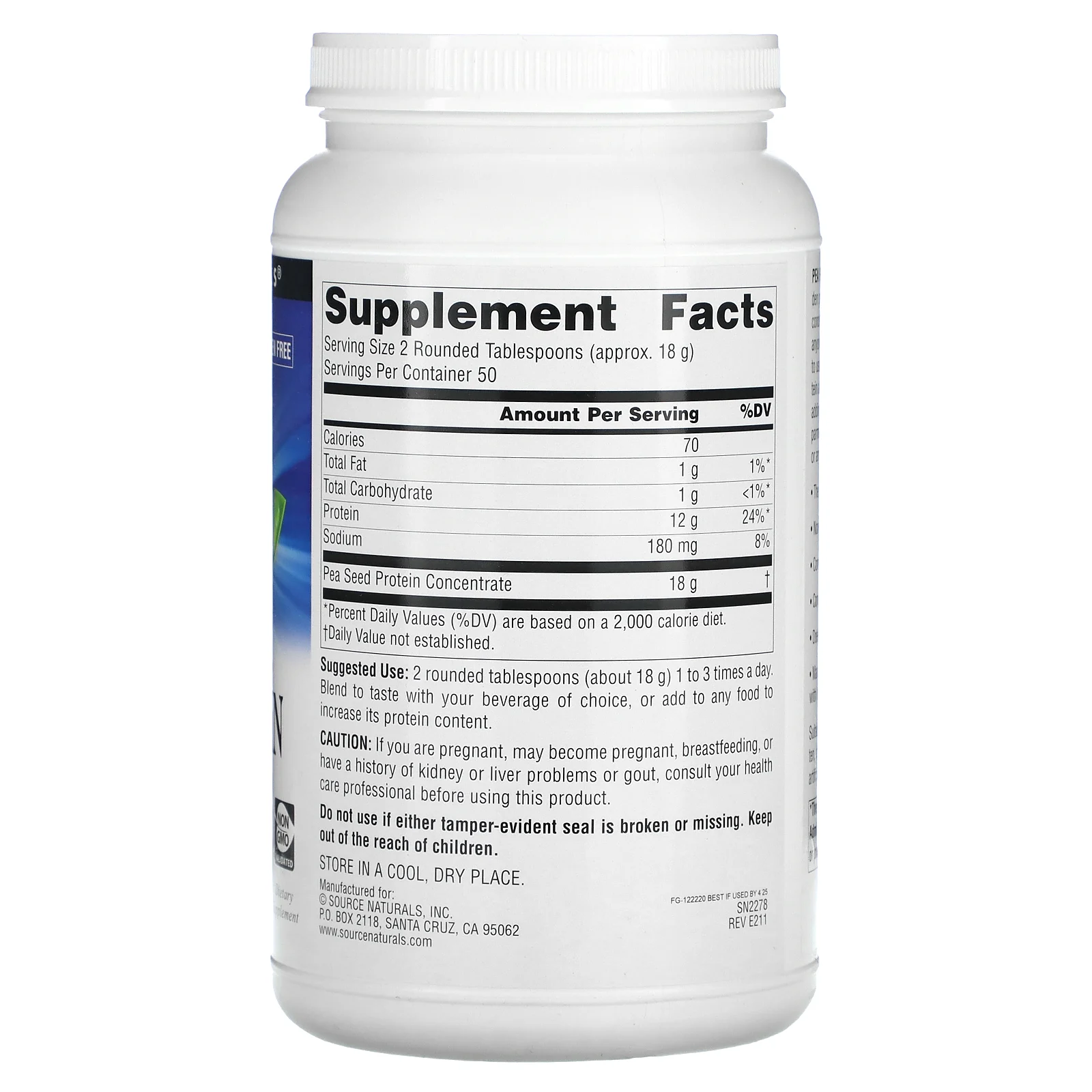 Source Naturals, Гороховый протеин, 907,18 г (32 унции)