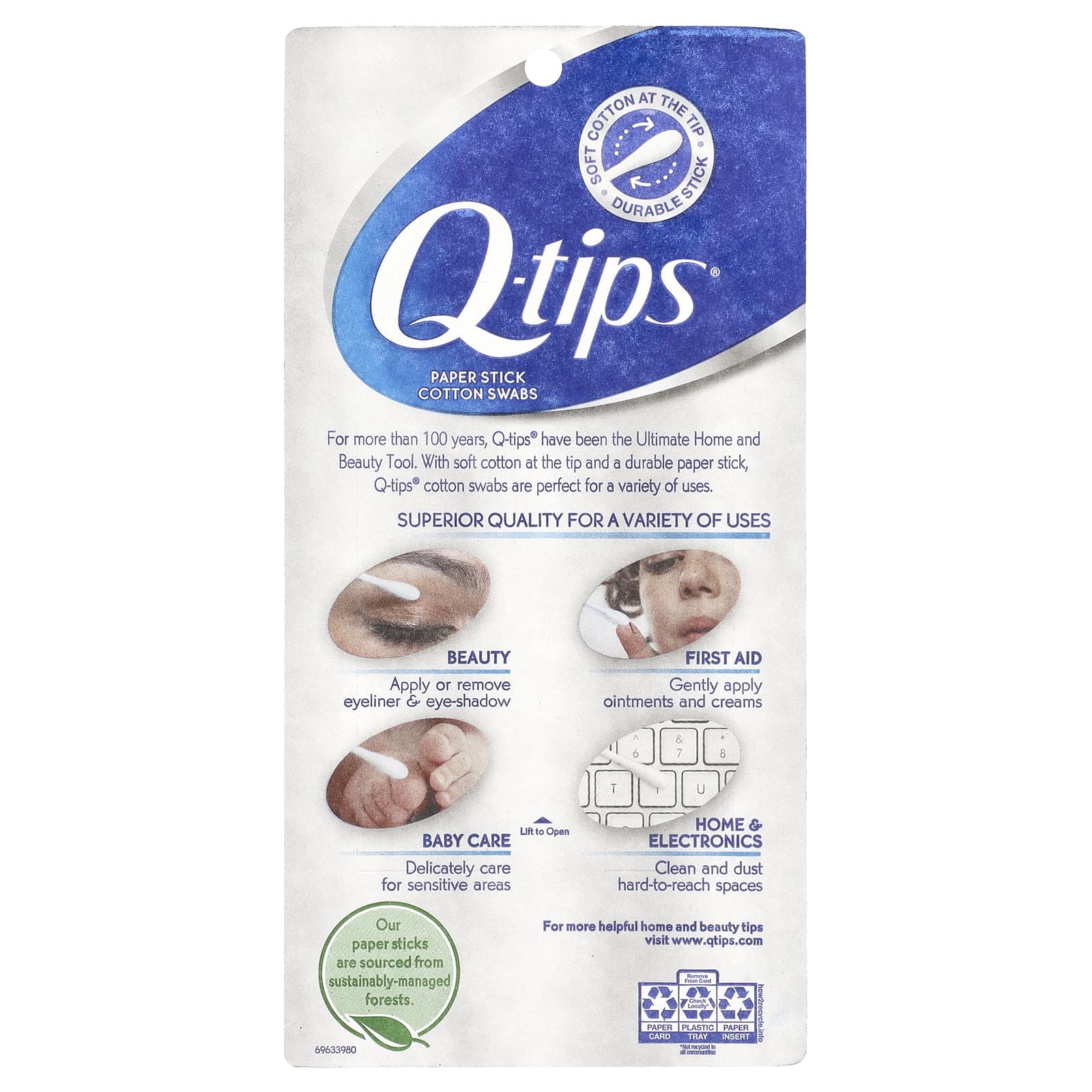Q-tips, Ватные палочки, 375 тампонов