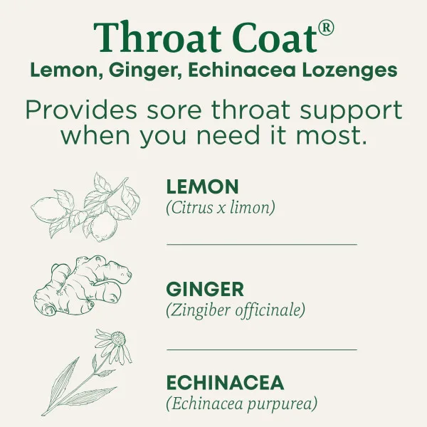 Traditional Medicinals, Organic Throat Coat®, капли для горла с лимоном и имбирем, 30 капель для горла с пектином