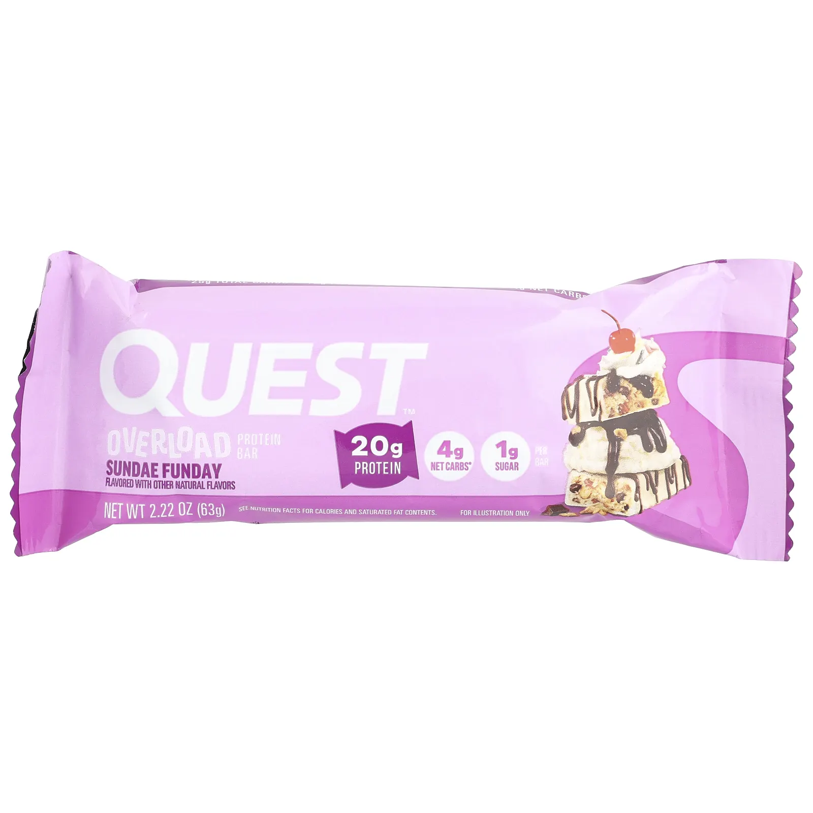 Quest Nutrition, Overload Protein Bar, Sundae Funday, 12 батончиков (63 г (2,22 унции))