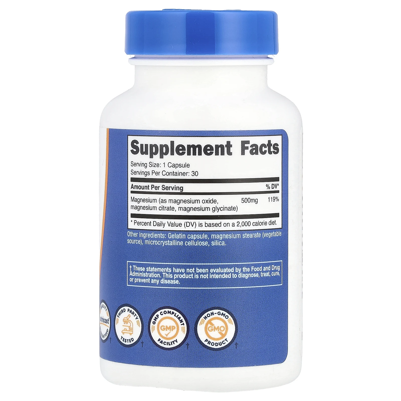 Nutricost, Комплекс магния, 500 мг, 30 капсул