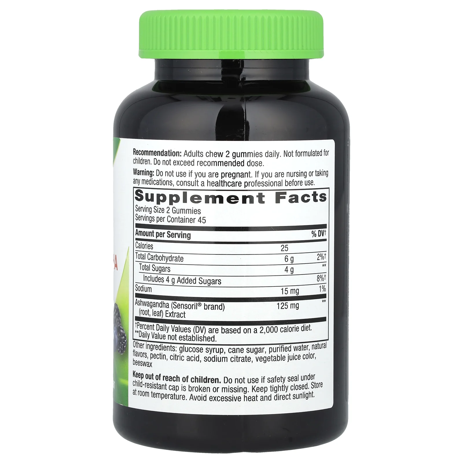 Nature's Way, Ашваганда жевательные мармеладки, ягодные, 125 мг, 90 жевательных таблеток