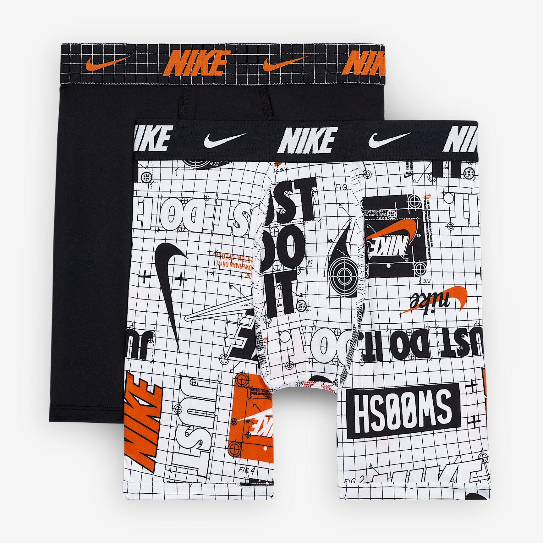 Nike Dri-FIT Big Kids' Printed Long Boxer Briefs (2-Pack)