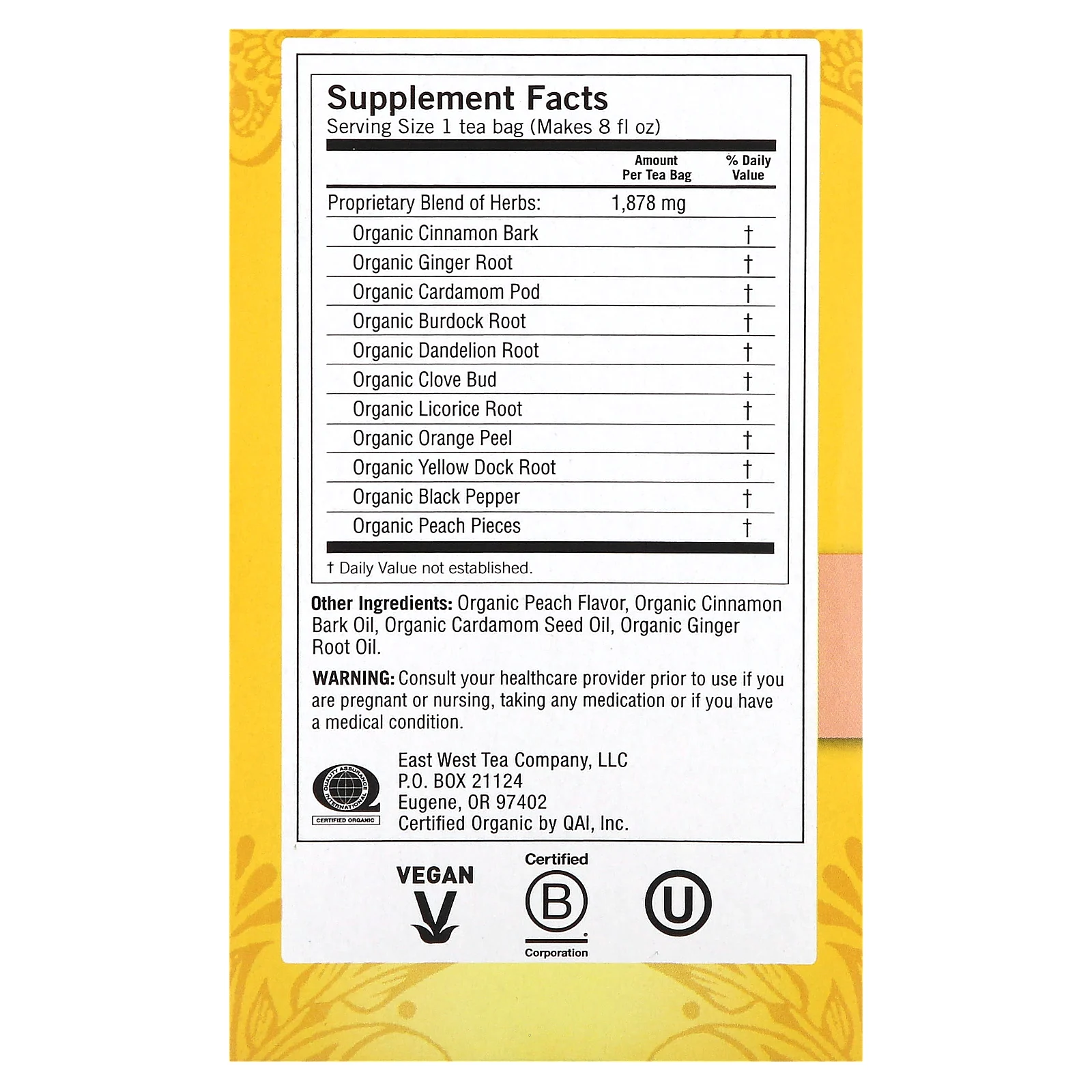 Yogi Tea, Peach DeTox, персик, без кофеина, 16 чайных пакетиков, 32 г (1,12 унций)