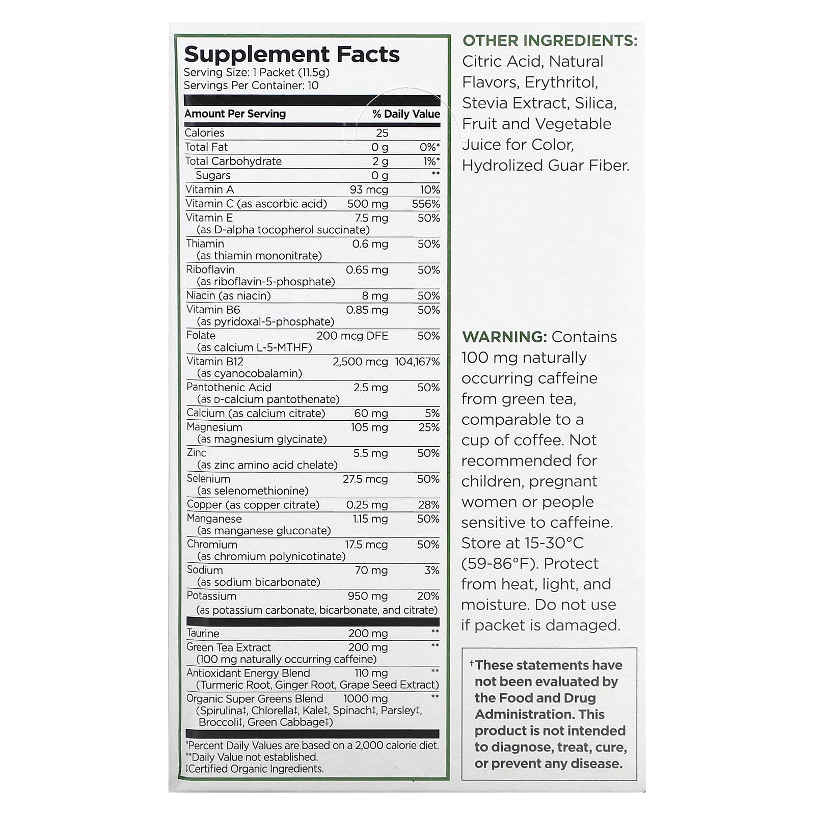 Pureboost, Superfoods, чистая энергетическая смесь с антиоксидантами, зеленый моджо, 10 пакетиков (11,5 г (0,41 унции))