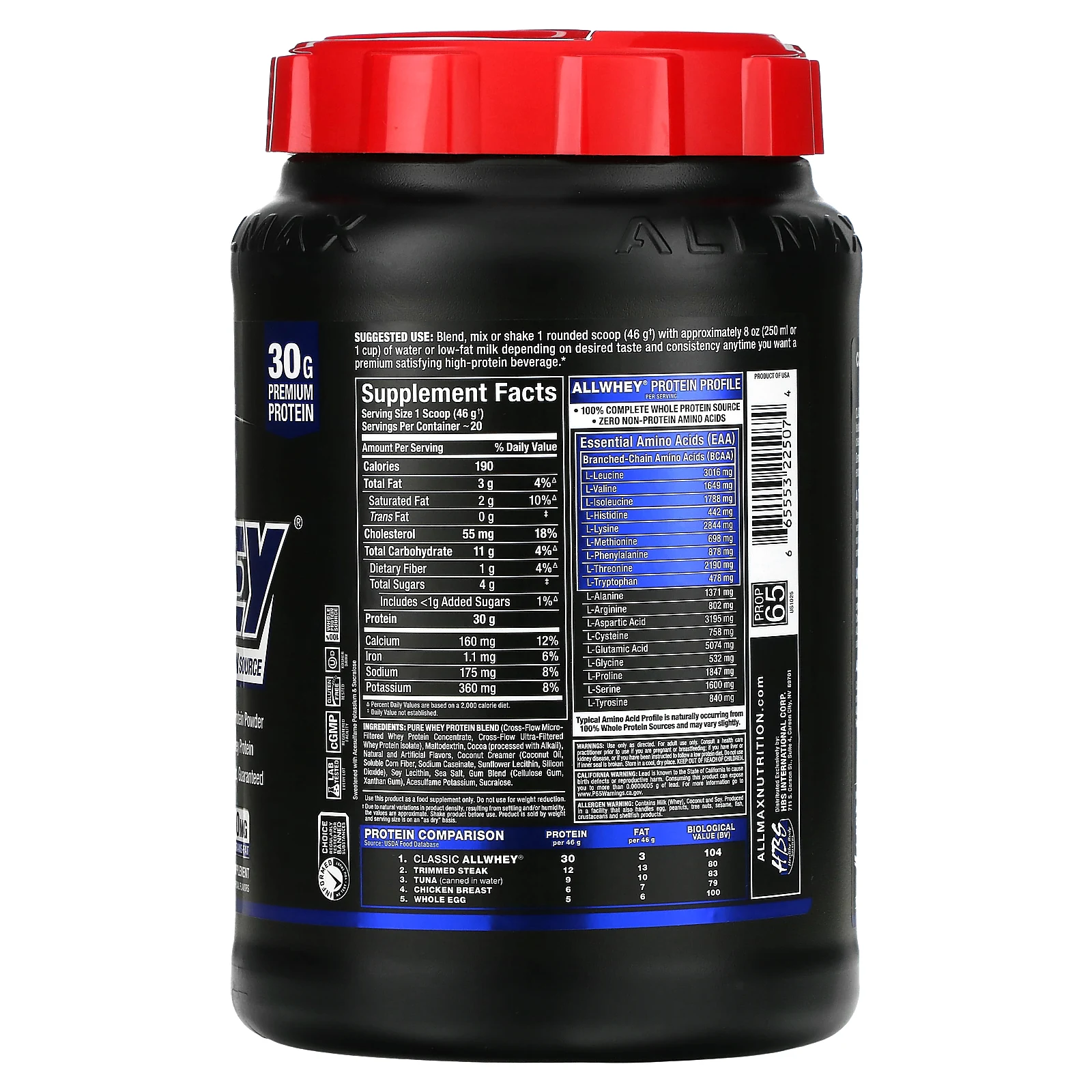 ALLMAX, AllWhey Classic, 100 % сывороточный протеин, шоколад, 907 г (2 фунта)