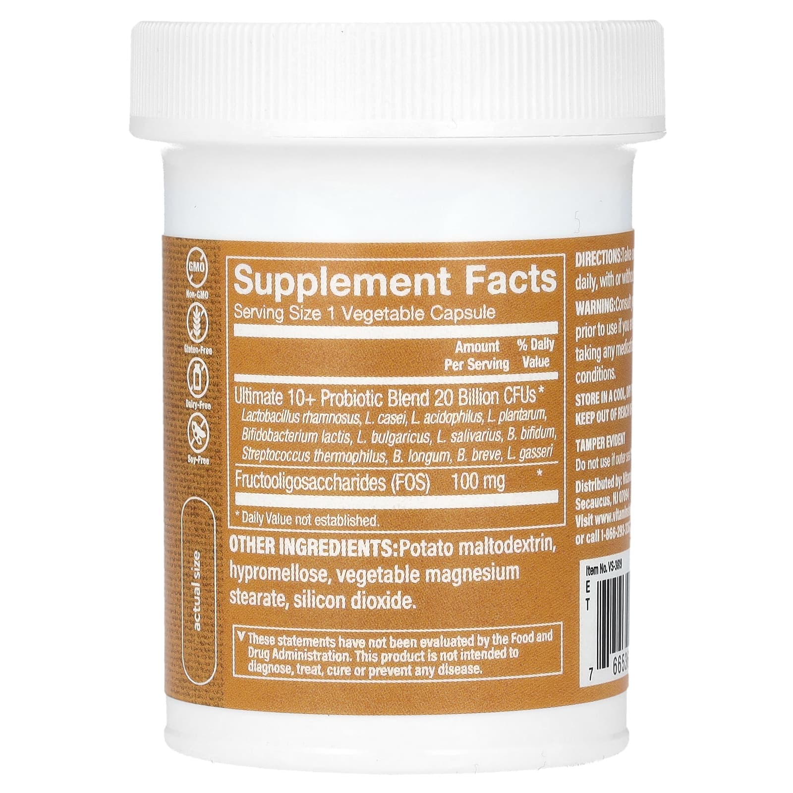 The Vitamin Shoppe, Ultimate 10+, пробиотики, 20 млрд, 60 растительных капсул