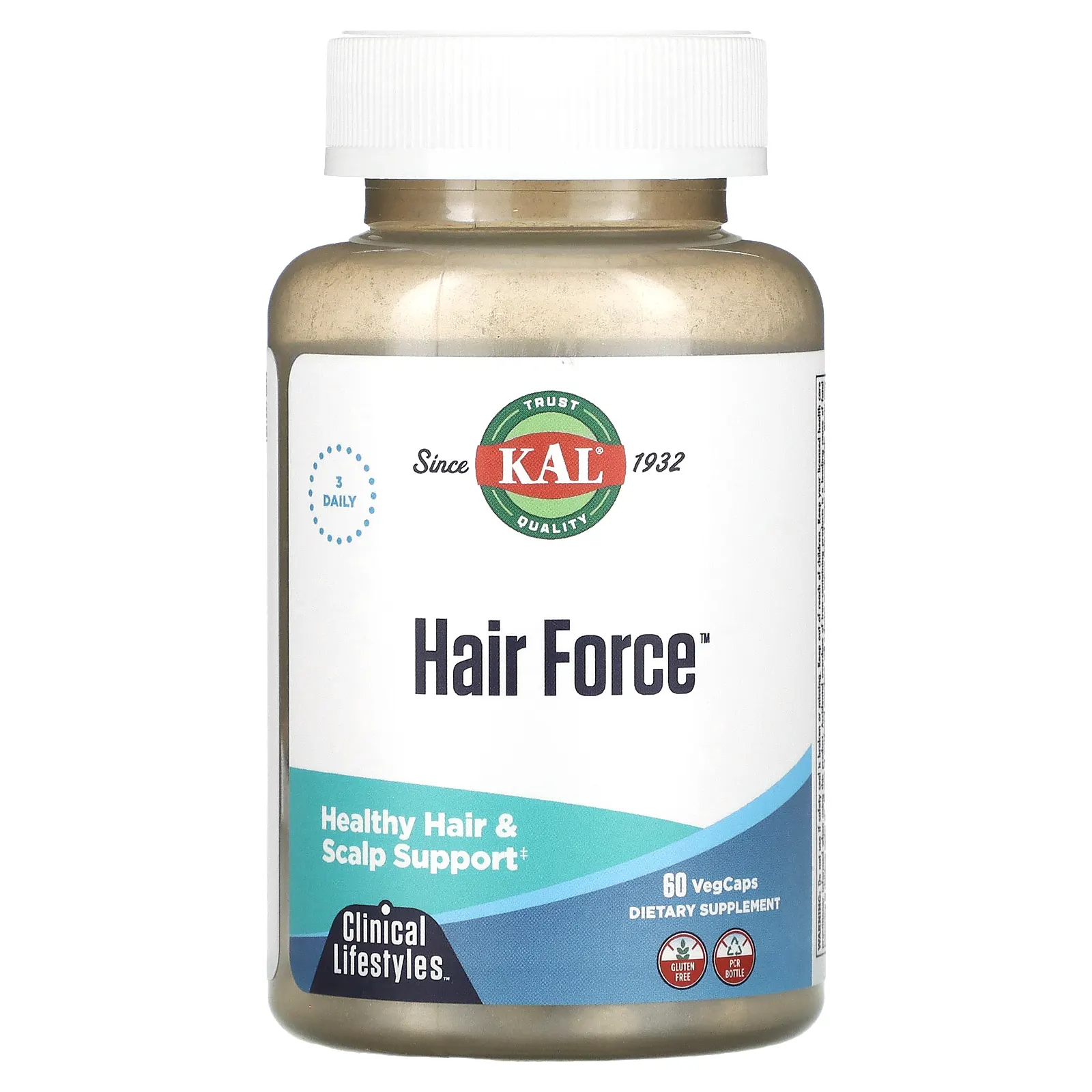 KAL, Hair Force, высокоэффективный биотин, 60 вегетарианских капсул