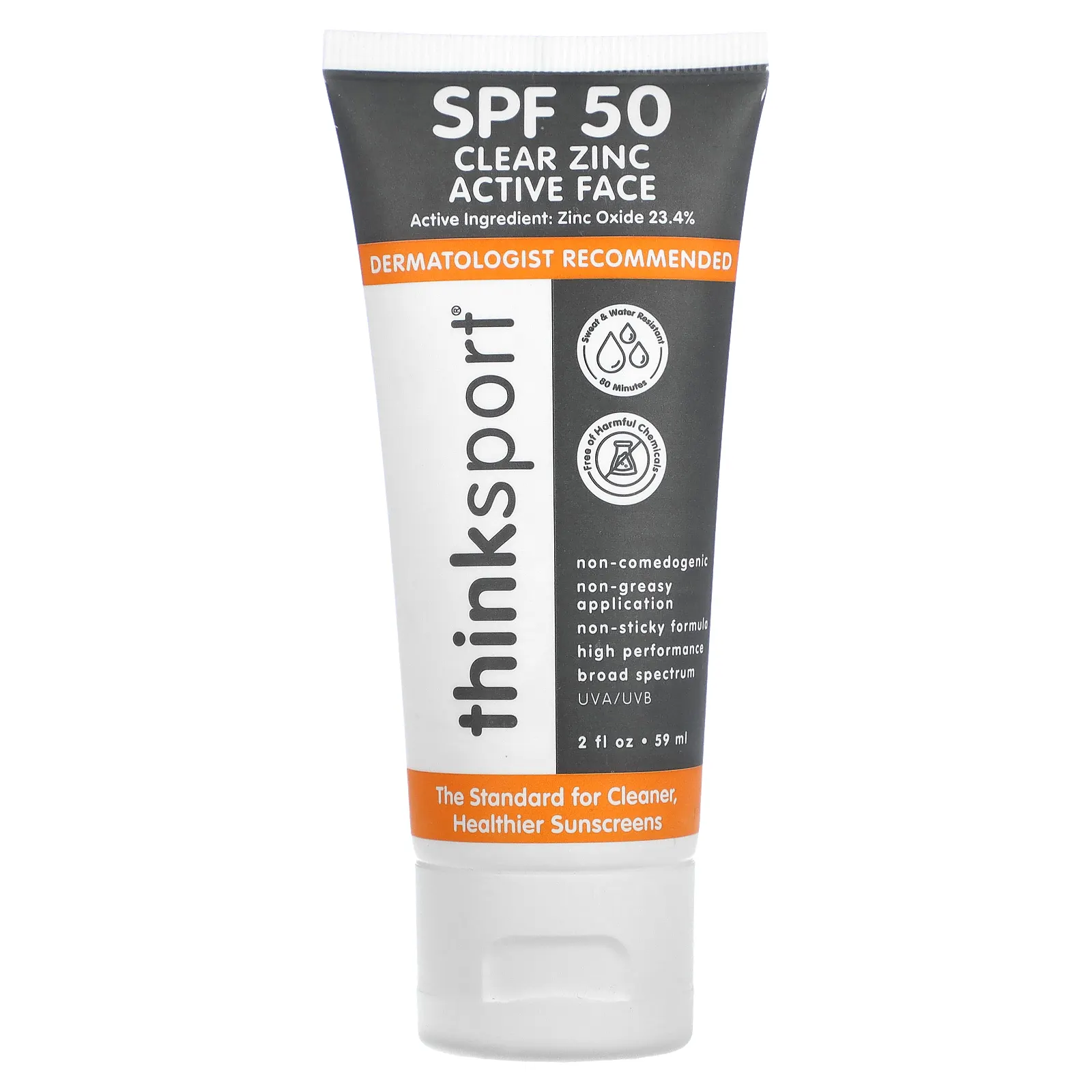 think, Thinksport, активный цинк для лица, SPF 50, 59 мл (2 жидк. Унции)