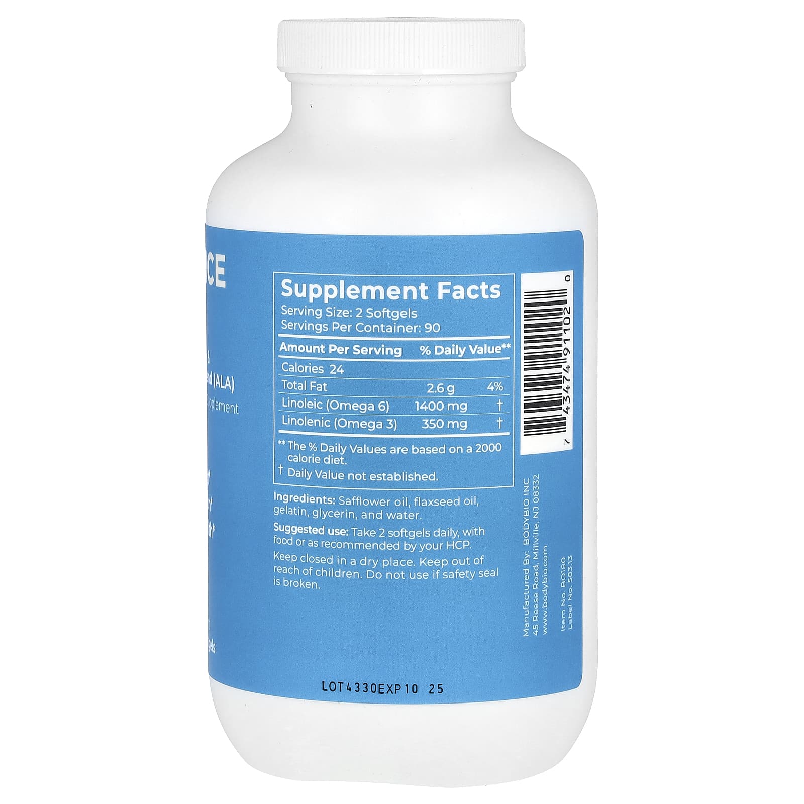 BodyBio, Balance Oil, 180 мягких таблеток без ГМО