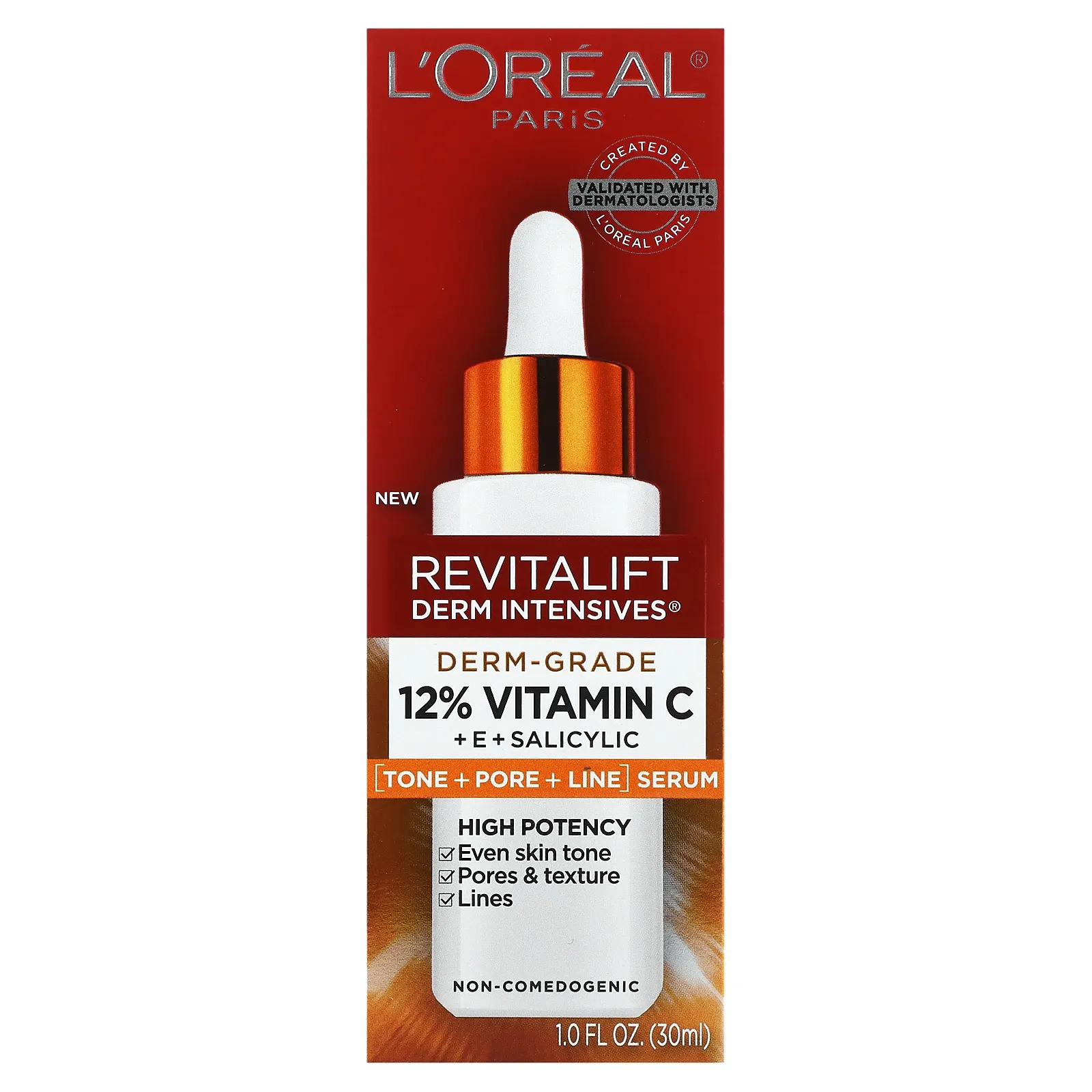 L'Oréal, Revitalift Derm Intensives, Derm-Grade, 12% витаминов C + E + салициловый, 30 мл (1 жидк. Унция)