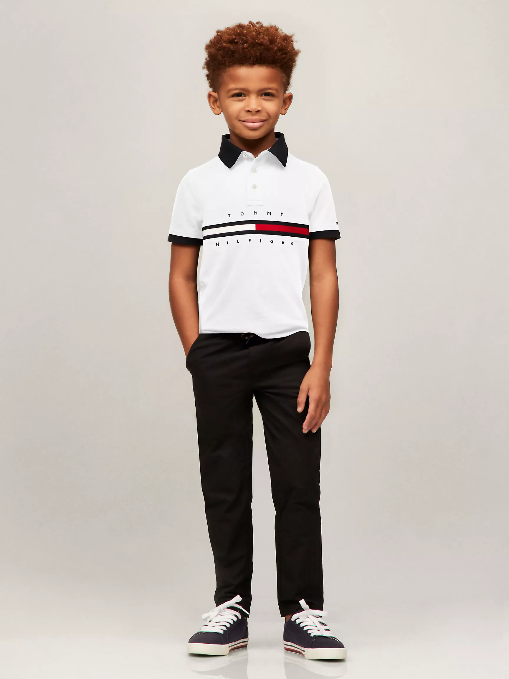Рубашка-поло для мальчиков Tommy Hilfiger, Детское поло с коротким рукавом и флаговыми полосками