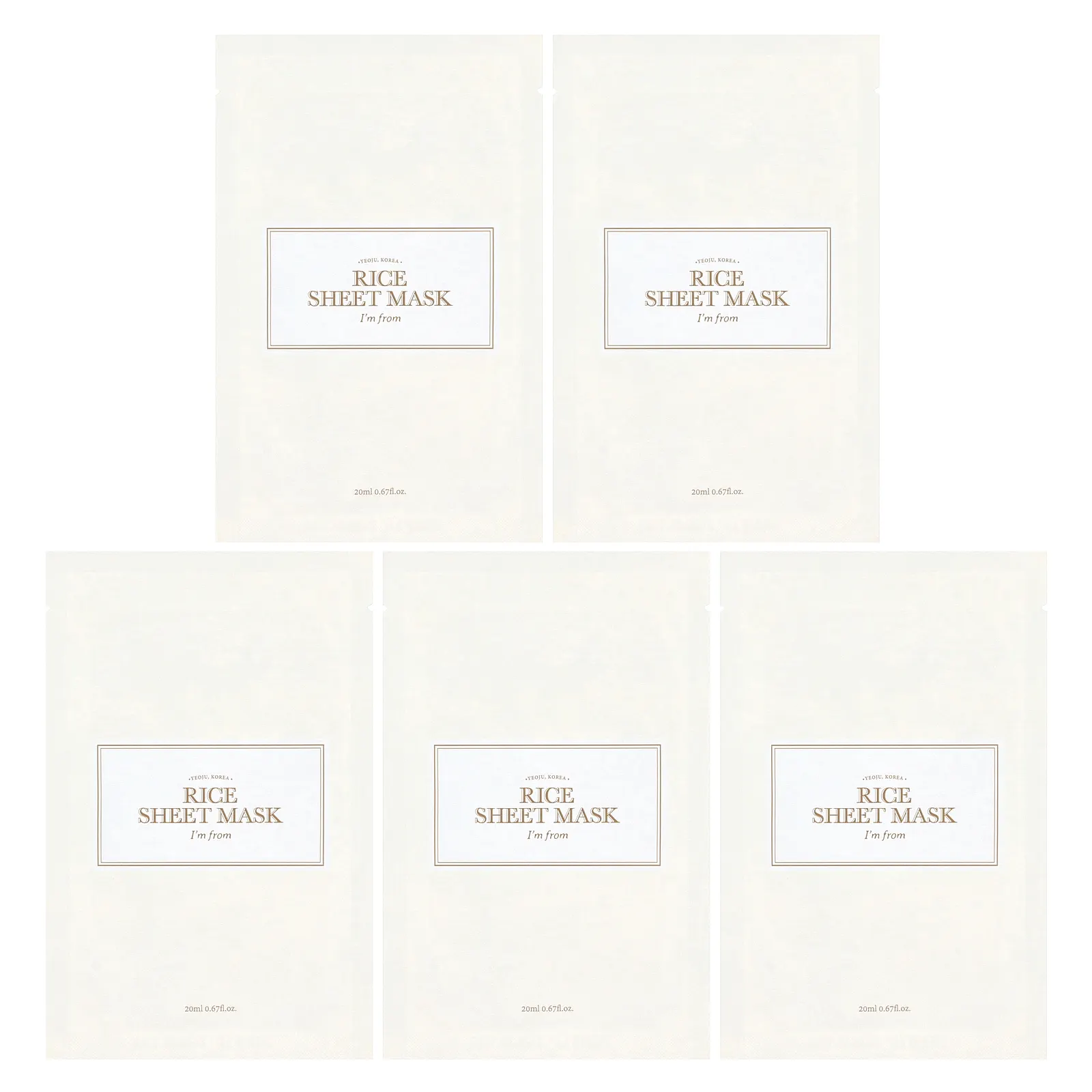 I'm From, рисовая тканевая маска, 5 шт., по 20 мл (0,67 жидк. унции)