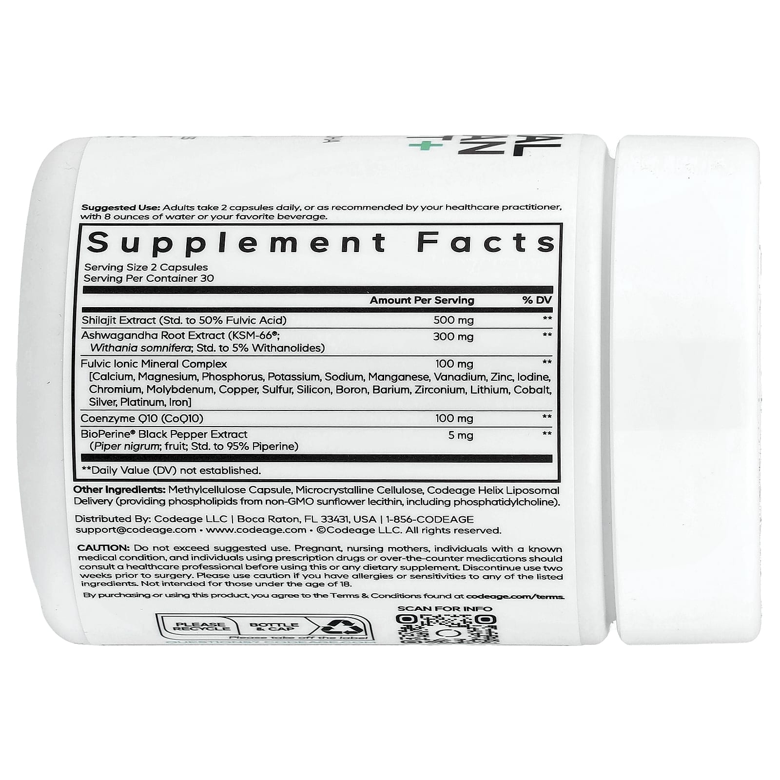 Codeage, Eternal, липосомальный гималайский мумие+, 60 растительных капсул