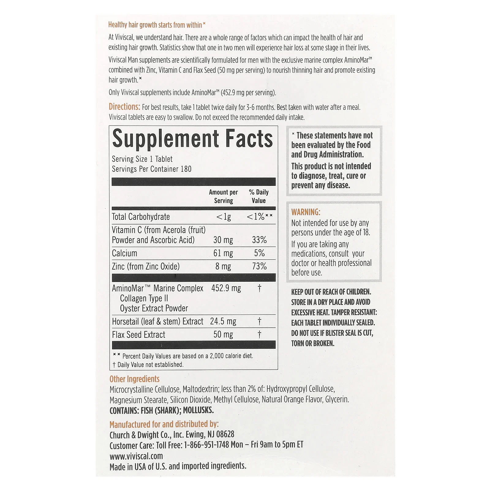 Viviscal, Для мужчин, улучшенное здоровье волос, 180 таблеток