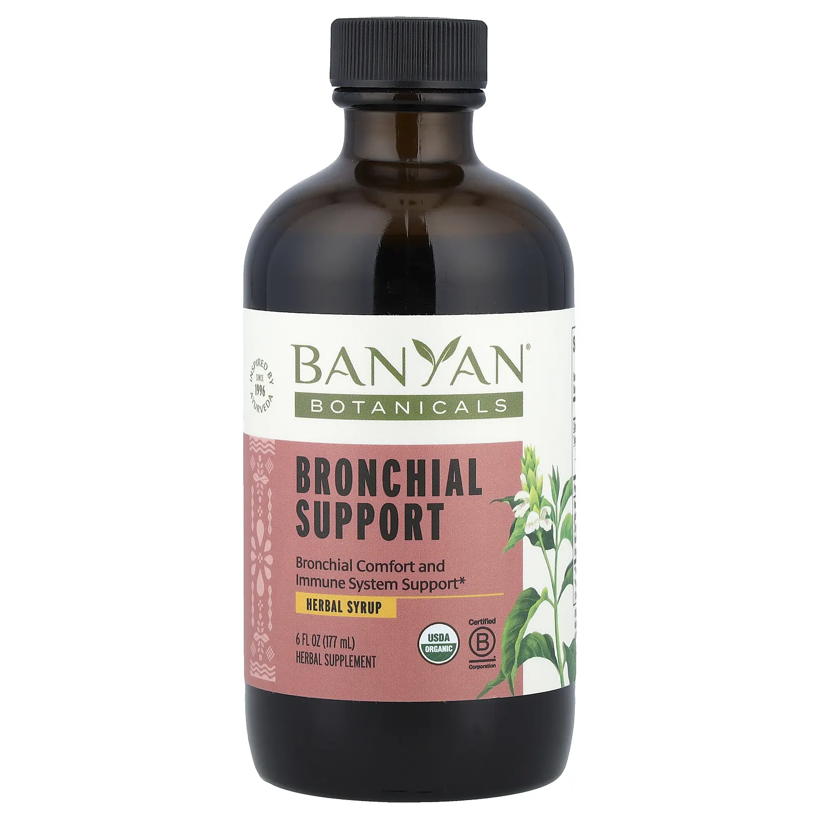 Banyan Botanicals, травяной сироп для поддержки здоровья бронхов, 177 мл (6 жидк. унций)