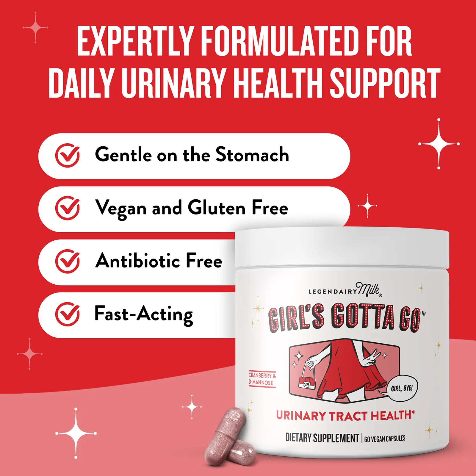Legendairy Milk, Girl's Gotta Go ™, здоровье мочевыводящих путей, 60 веганских капсул